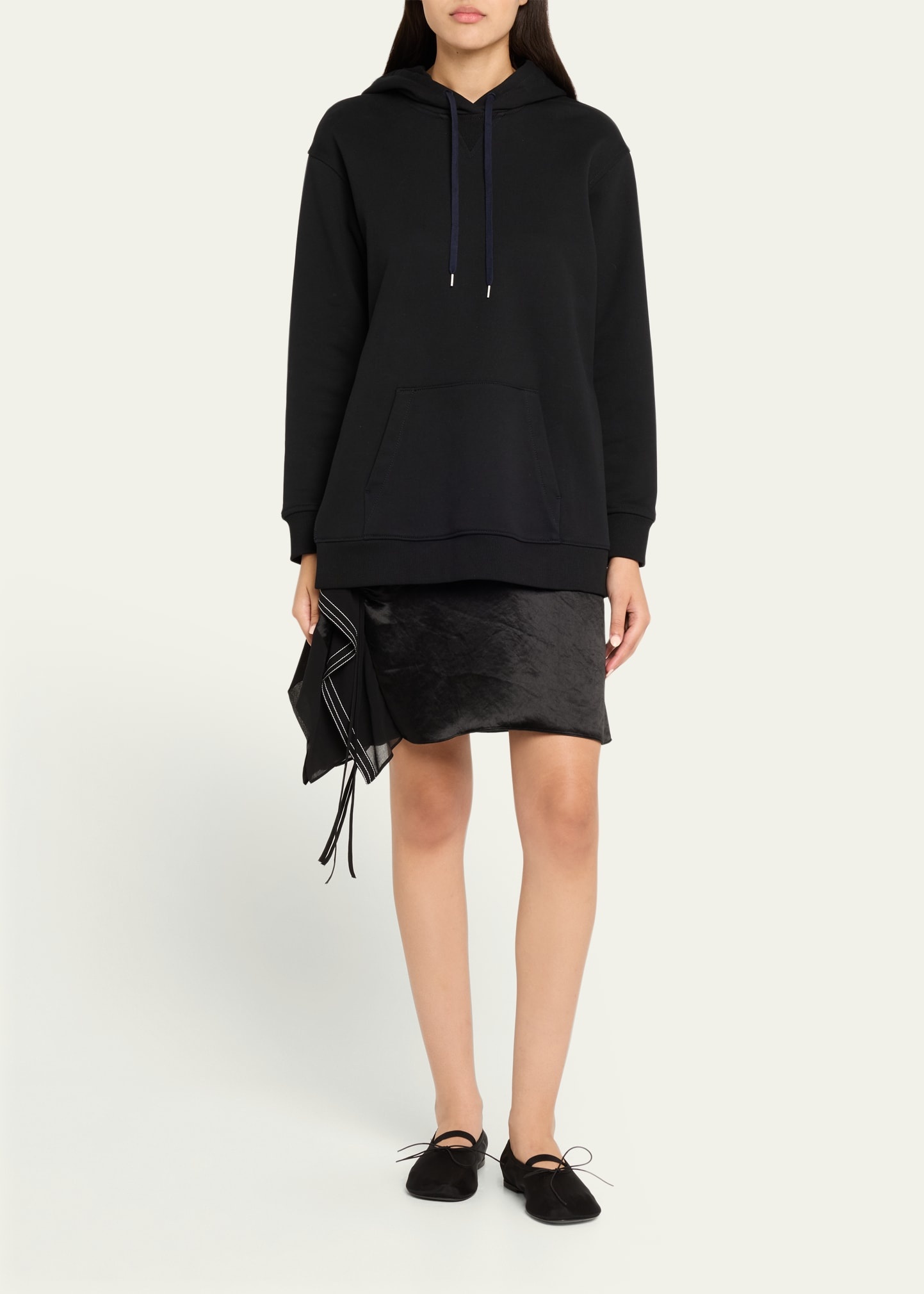 Hoodie Combo Dress with Flounce Skirt - 2