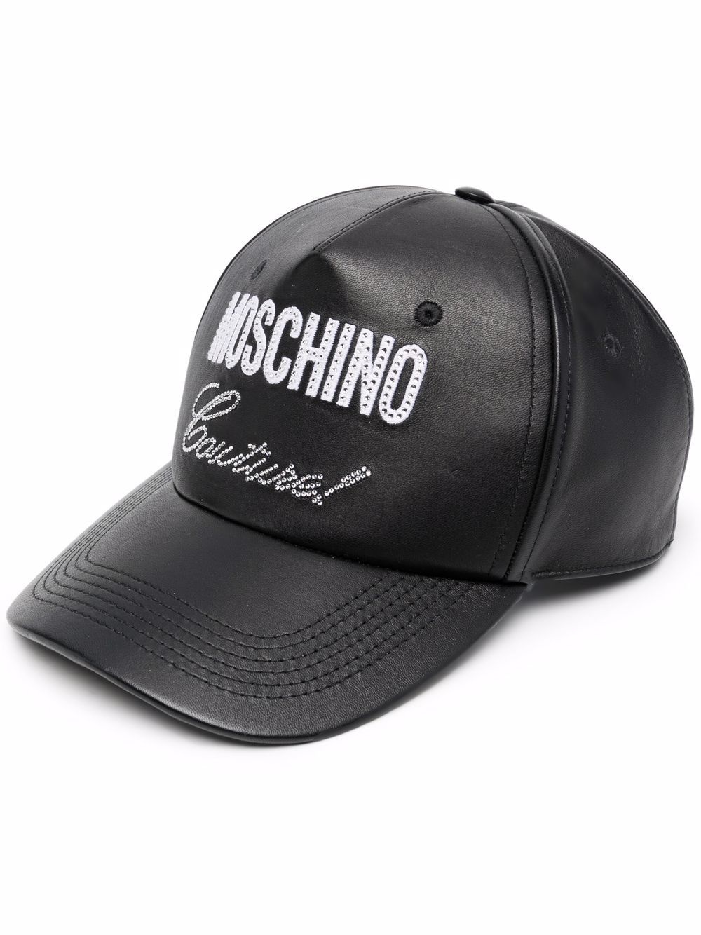 logo-print leather cap - 1