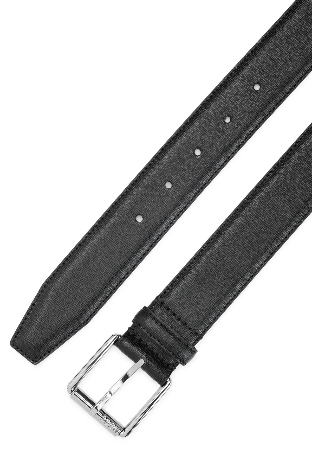 ITALIAN-LEATHER BELT WITH BRANDED ROLLER AND SILVER HARDWARE - 3