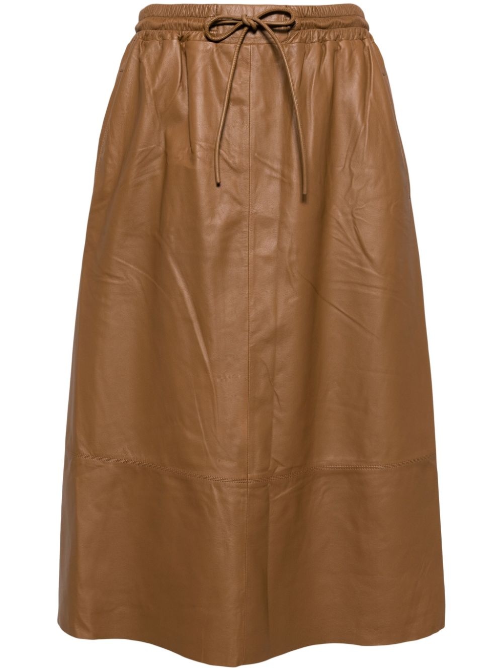 elasticated-waistband leather skirt - 1