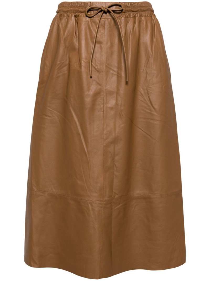 elasticated-waistband leather skirt 1