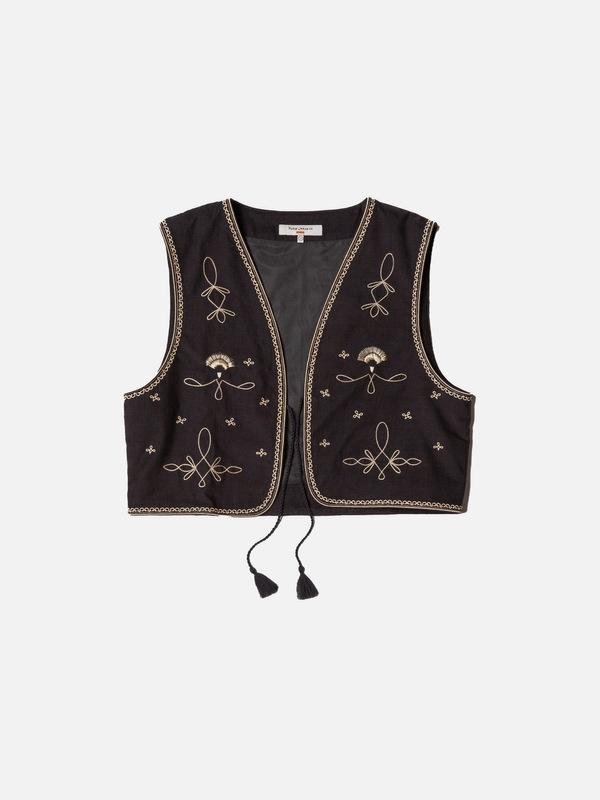 Vera Embroidered Vest Black - 2