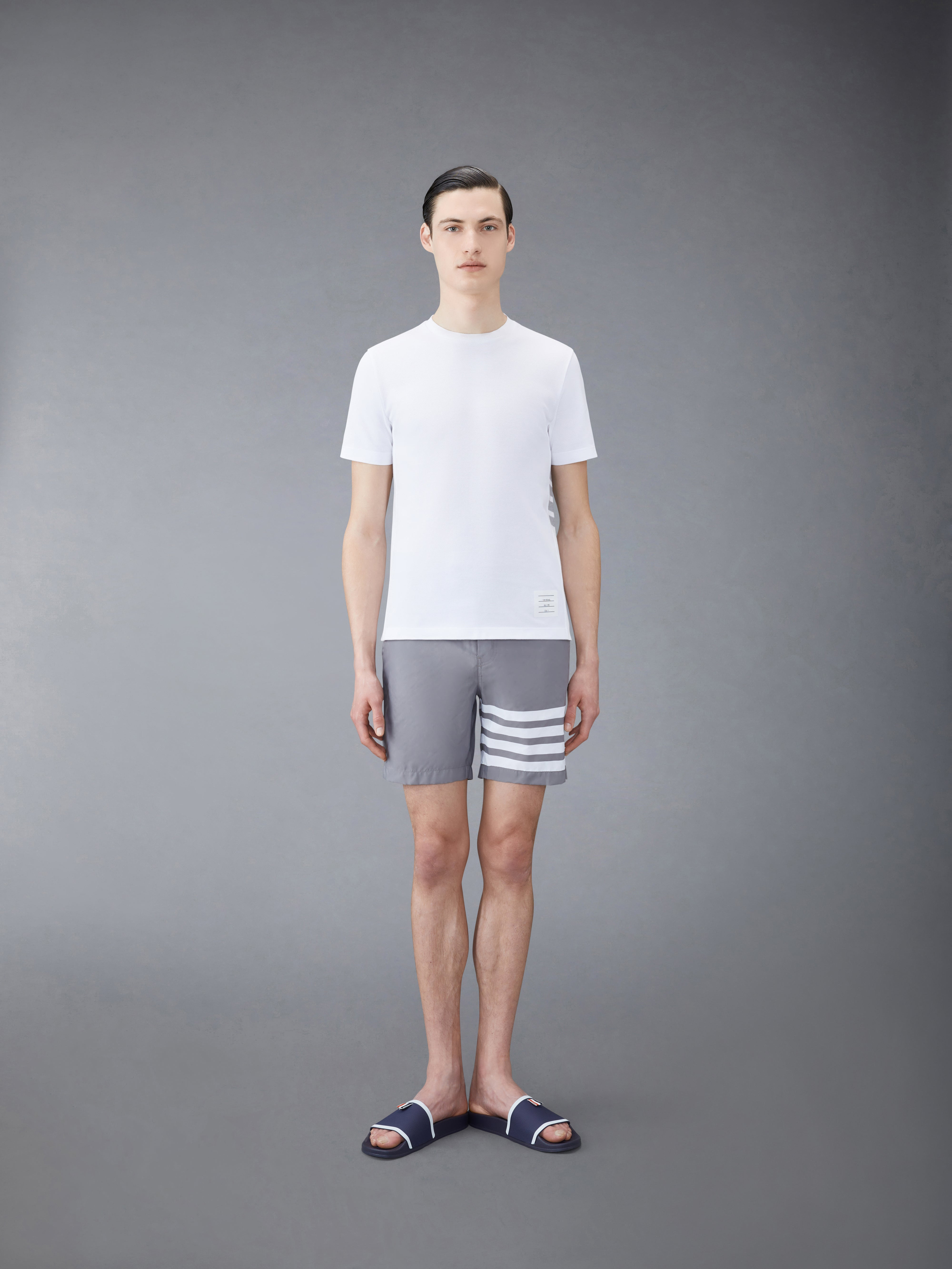 Medium Grey Swim Tech 4-Bar Adjustable Elastic Back Button Front Board Short - 4
