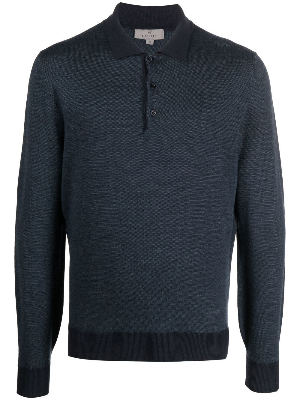 long-sleeve wool polo shirt - 1