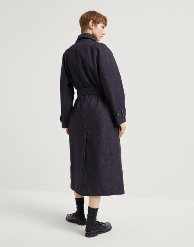 Brunello Cucinelli No-fade denim trench with Thermore® padding and shiny cuff details outlook