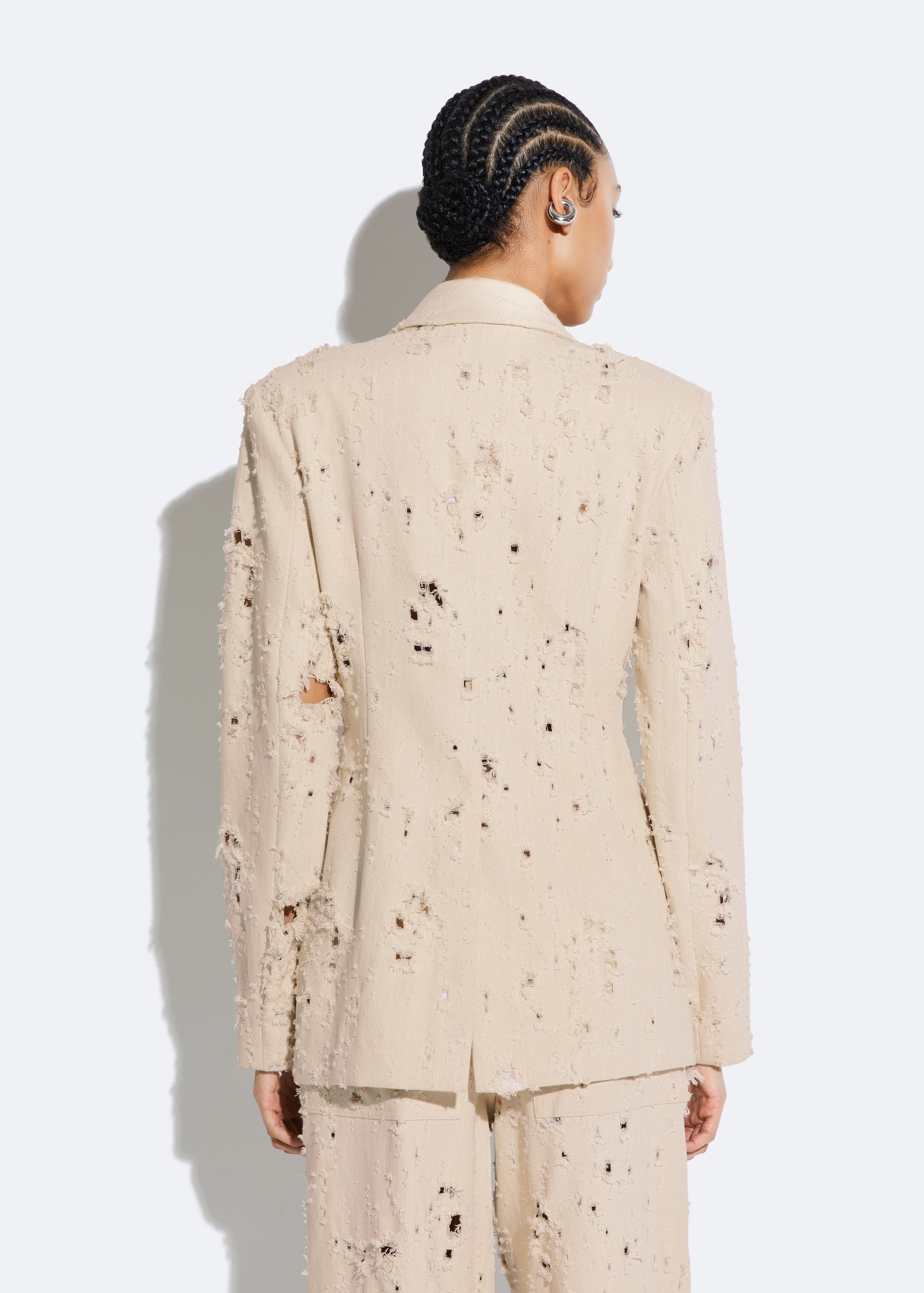 Distressed Denim Blazer - 4