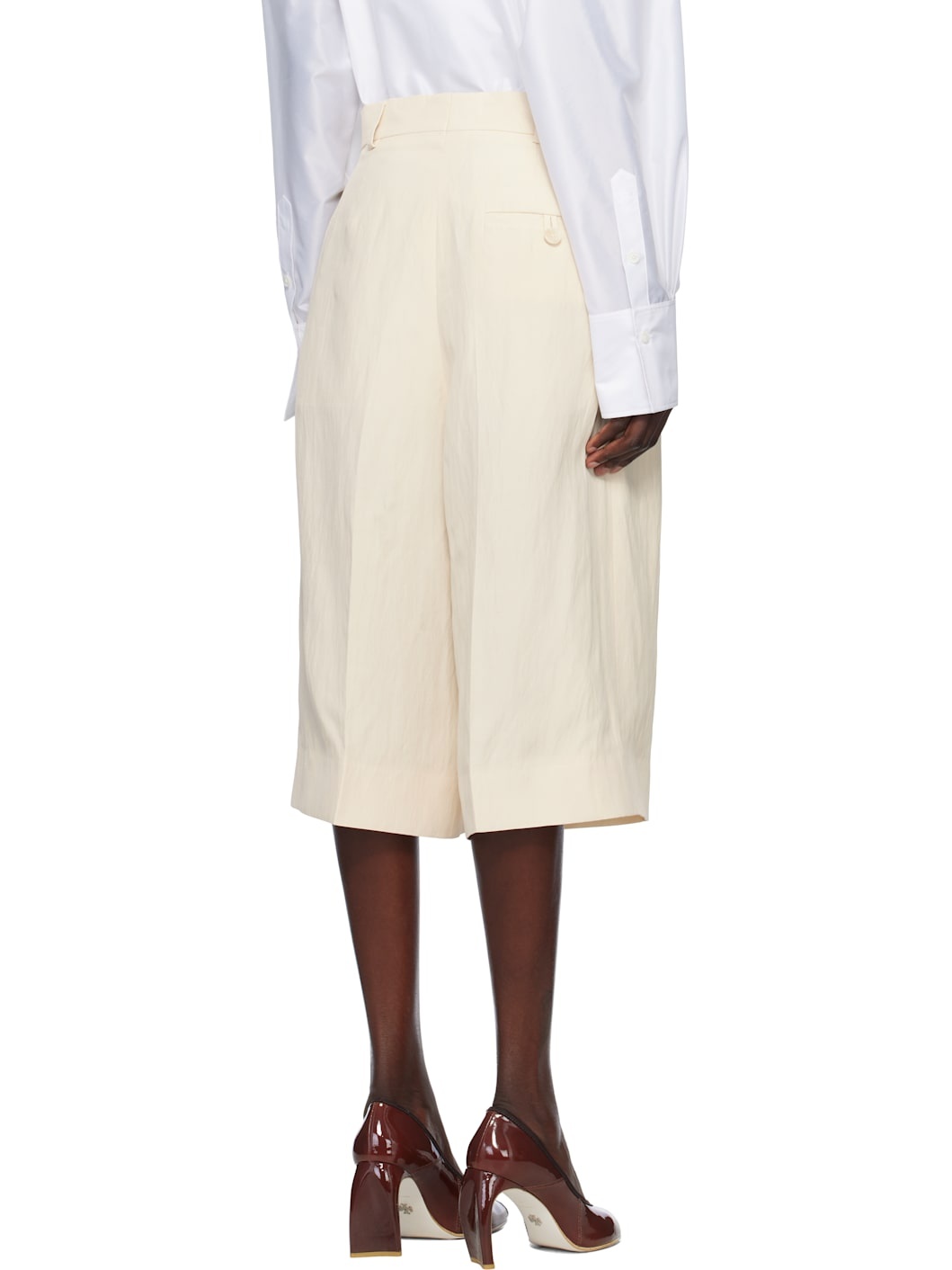 Off-White Linen Culotte Shorts - 3