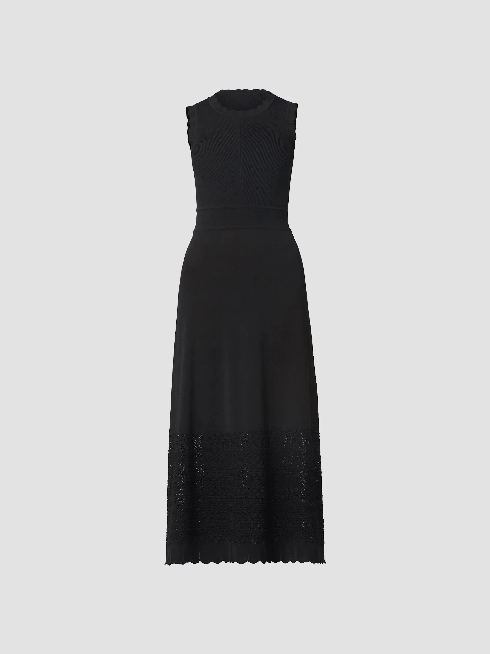 Women's Brooke Scalloped A-Line Midi-Dress - Jet - 1