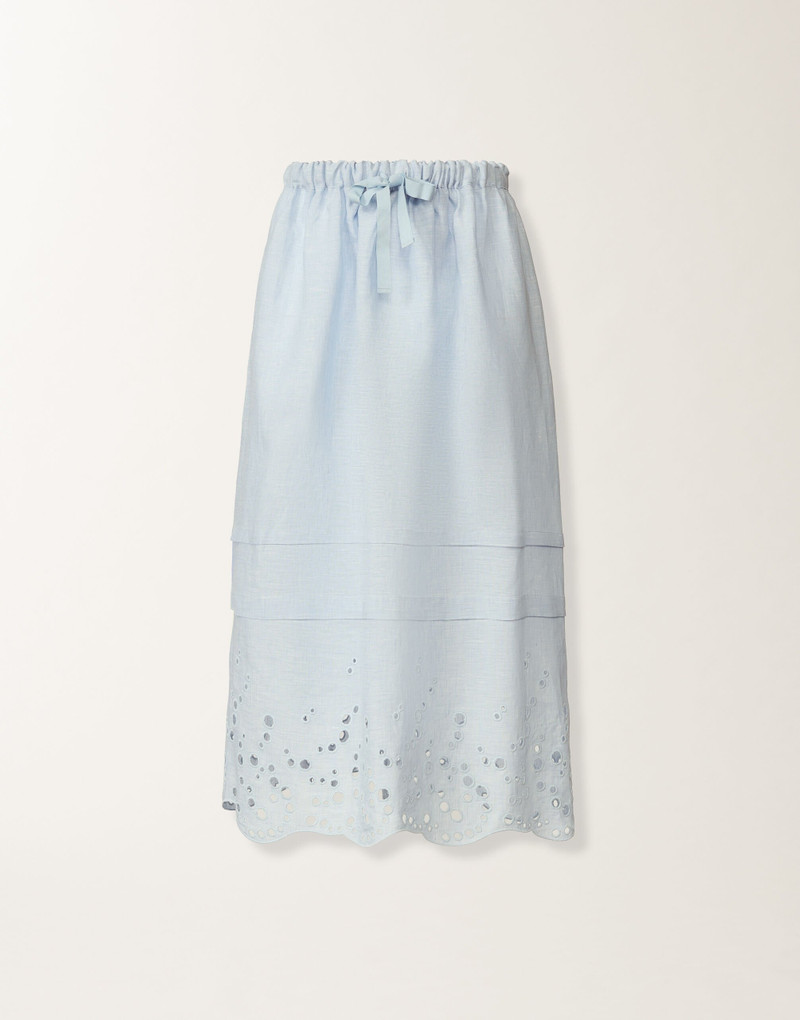 Sky blue linen midi skirt 1