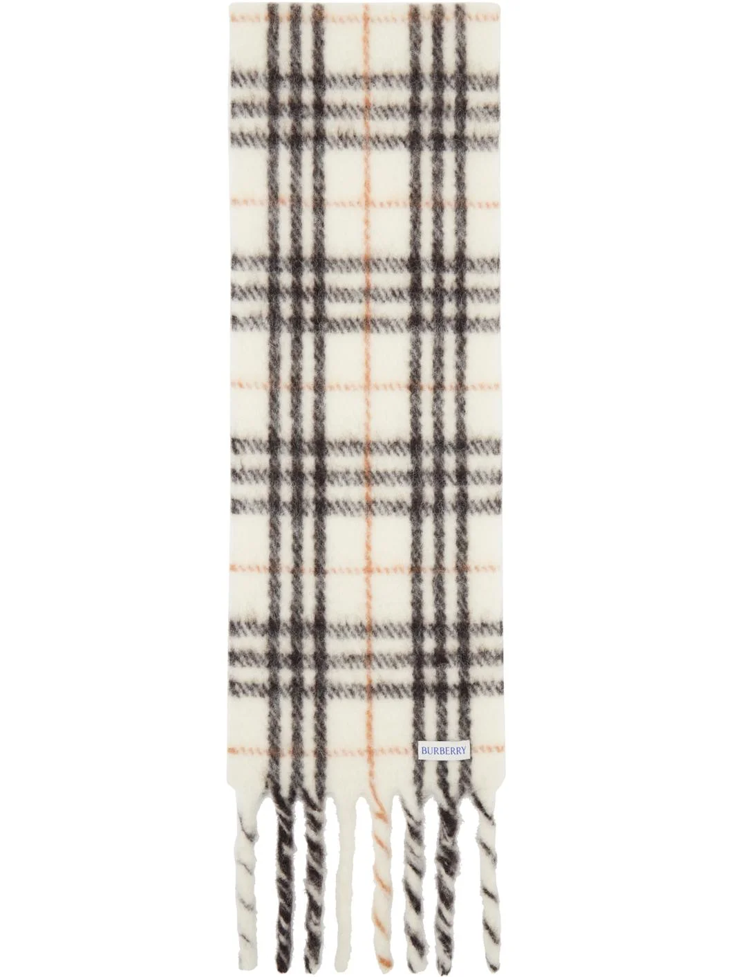 White & Black Small Check Scarf - 1
