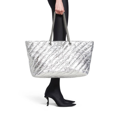 BALENCIAGA Women's Crush Large Carry All Tote Bag Metallized Quilted  in Silver outlook