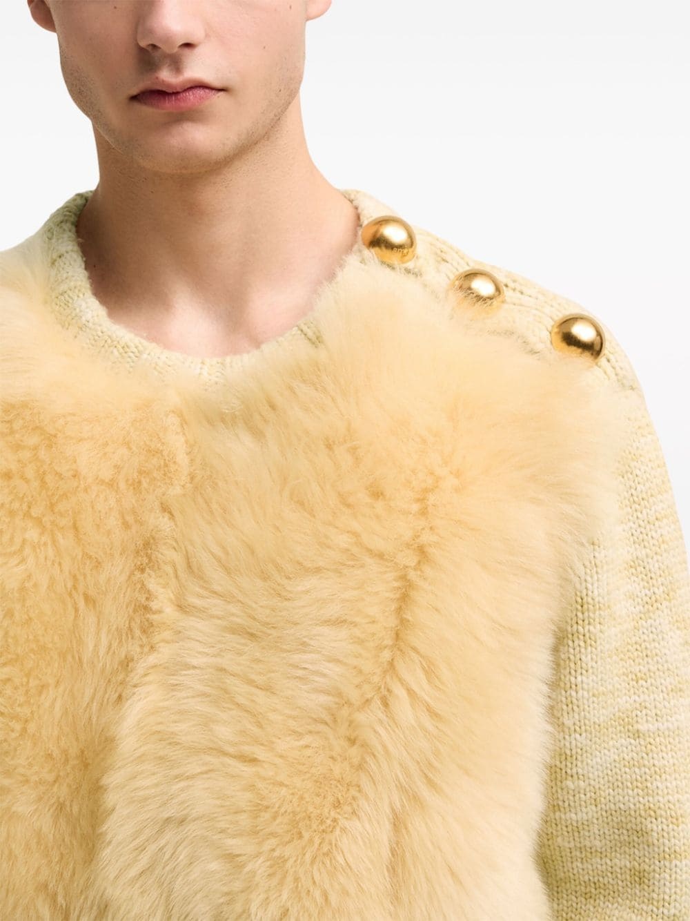 shearling crew neck sweater - 6