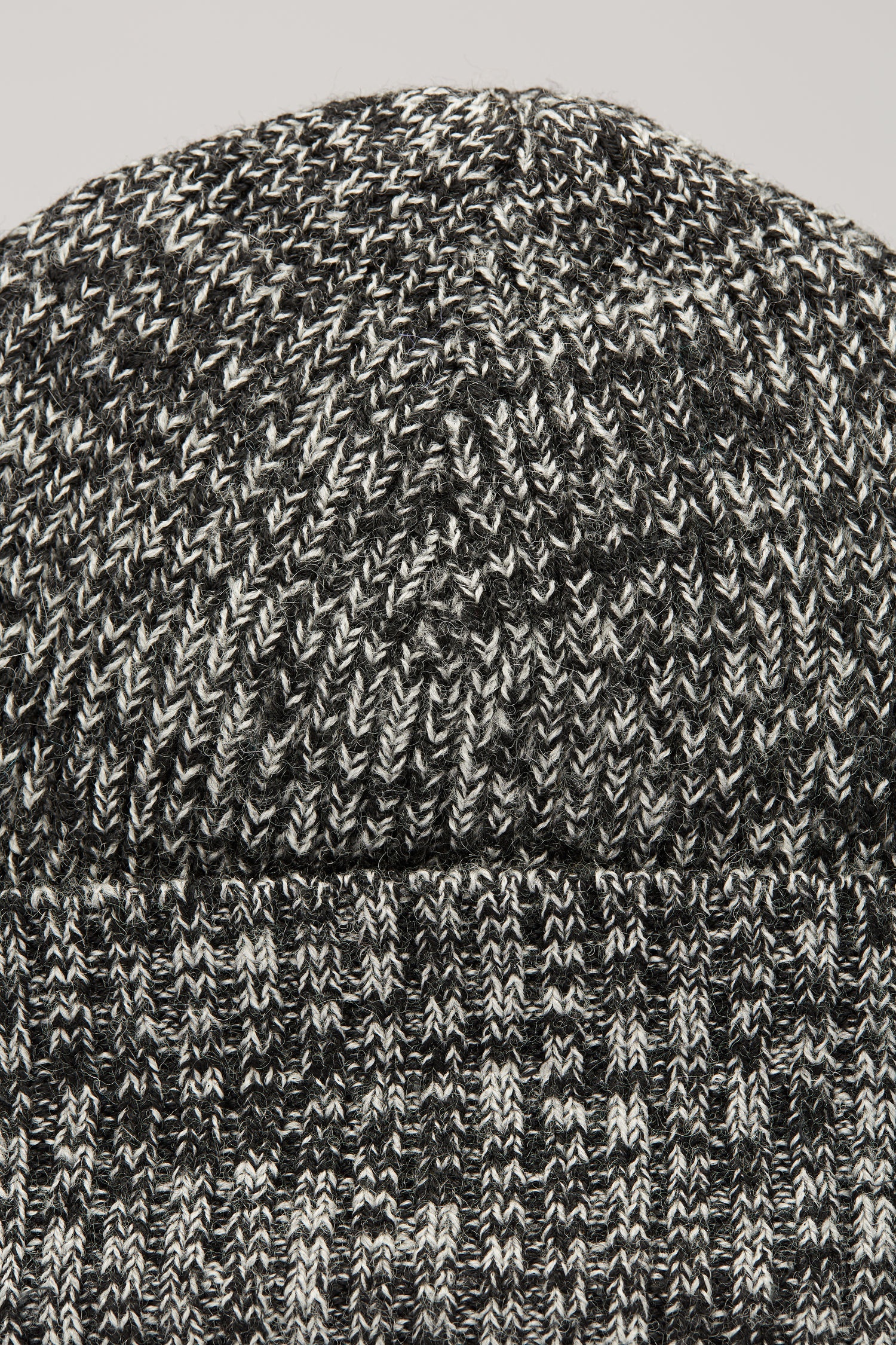 Melange ribbed beanie black/white - 4