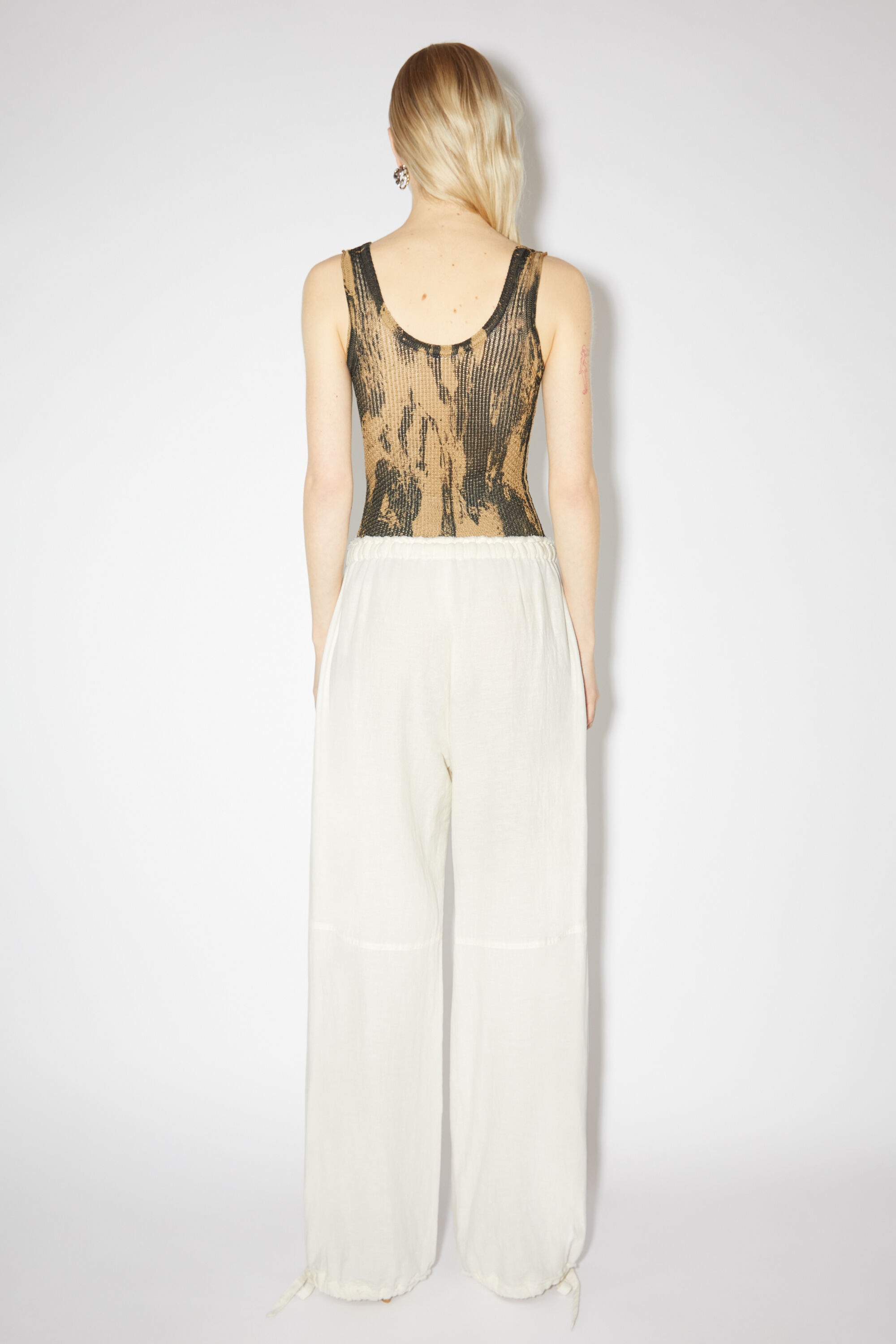 Relaxed drawstring trousers - Warm white - 3