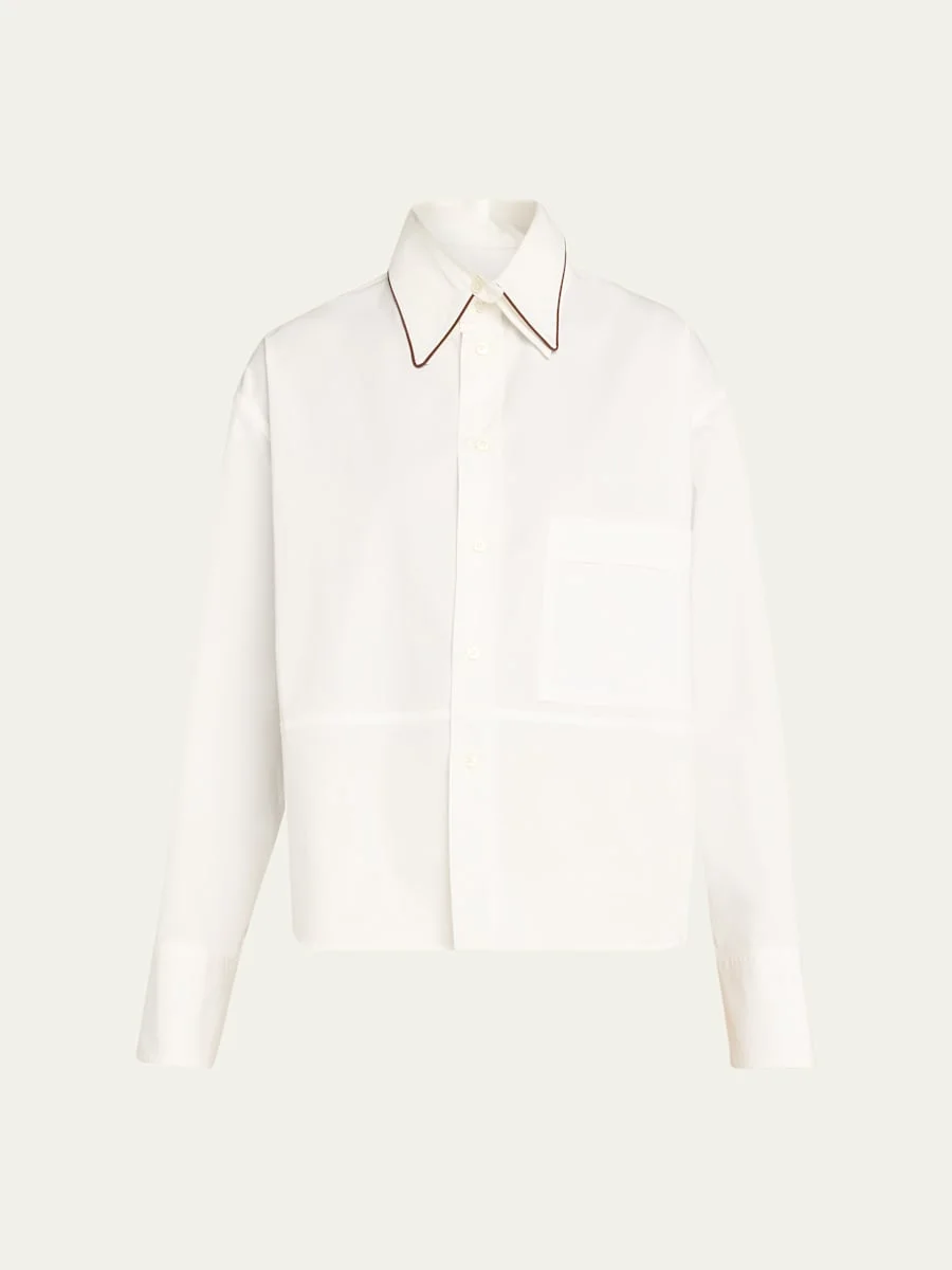 Detachable Double Collar Button-Down Shirt - 1