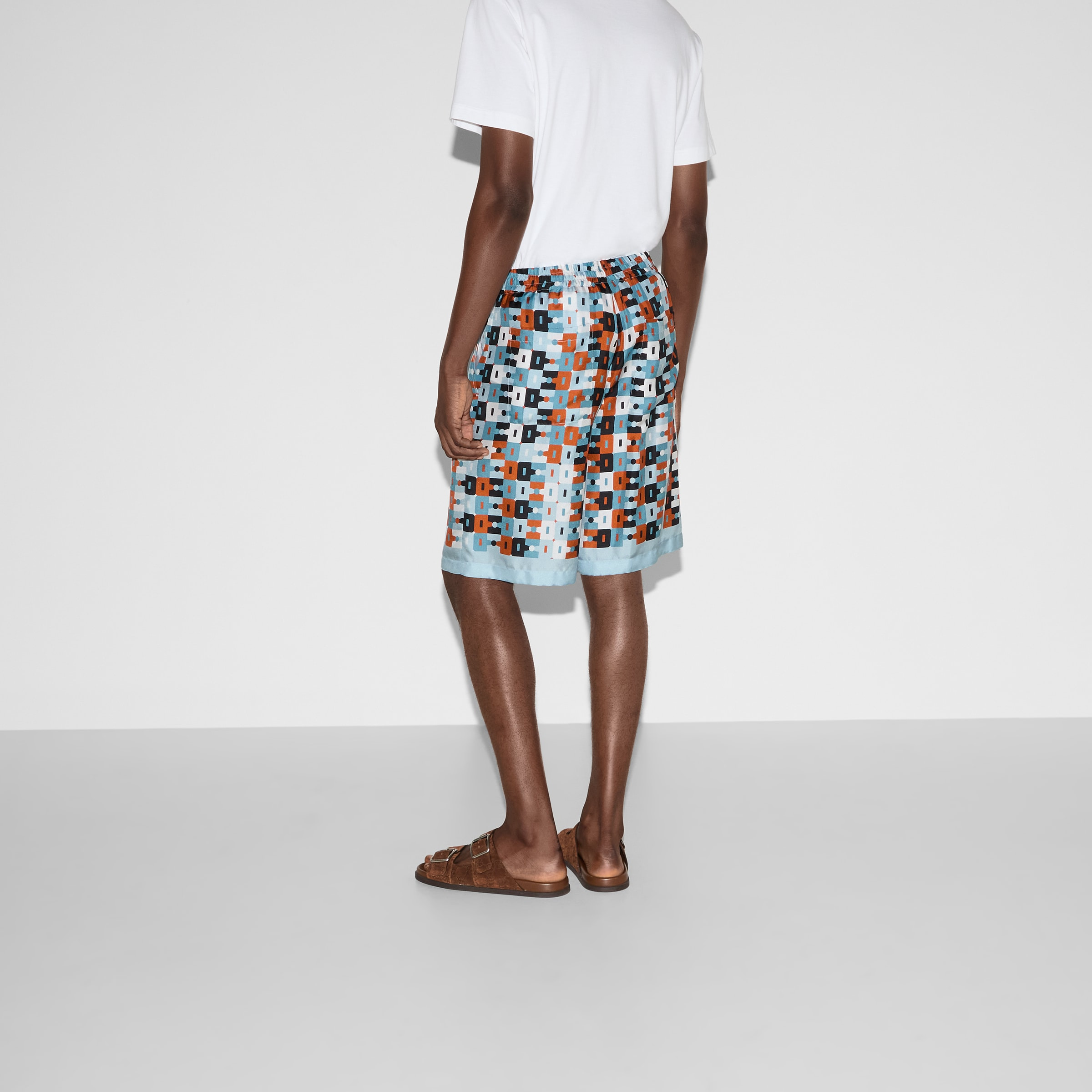 Printed silk twill shorts - 4
