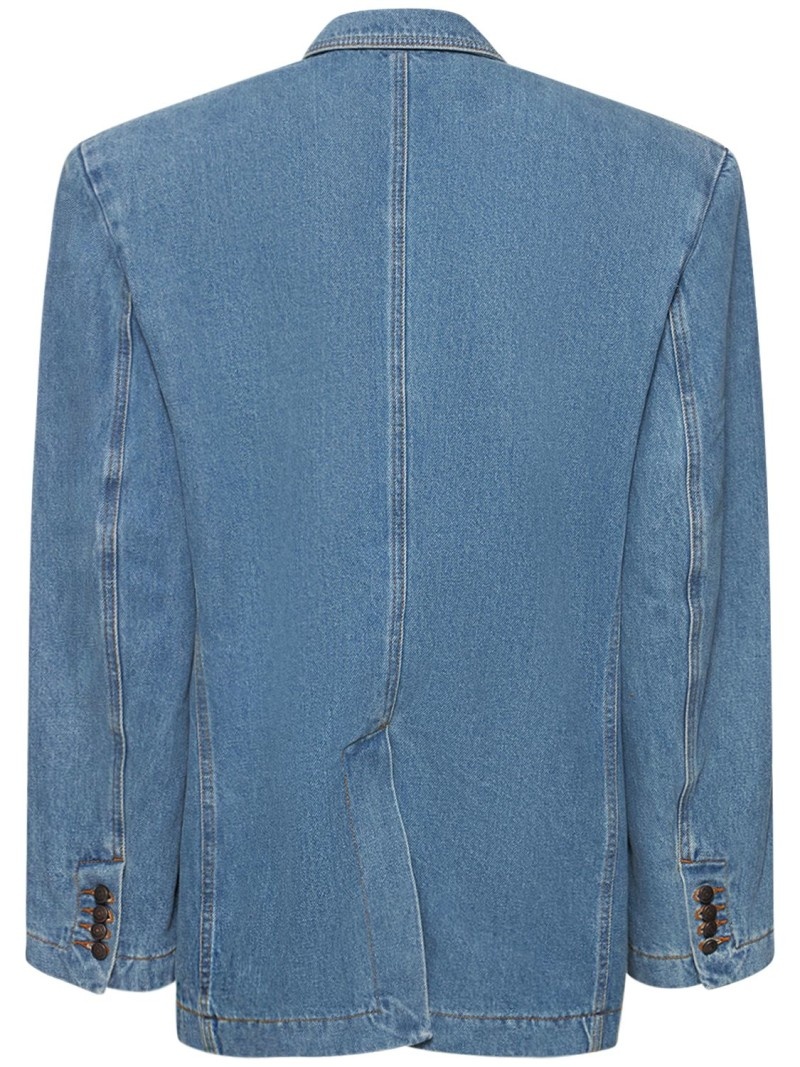 Denim oversized single breasted blazer - 6