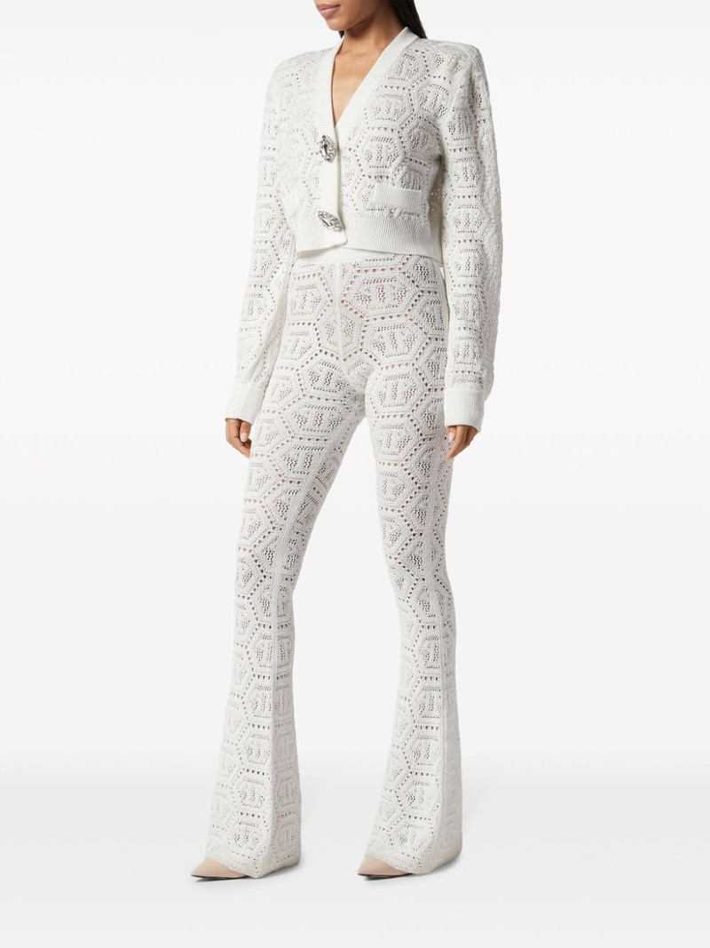 PHILIPP PLEIN monogram crochet-knit cardigan outlook