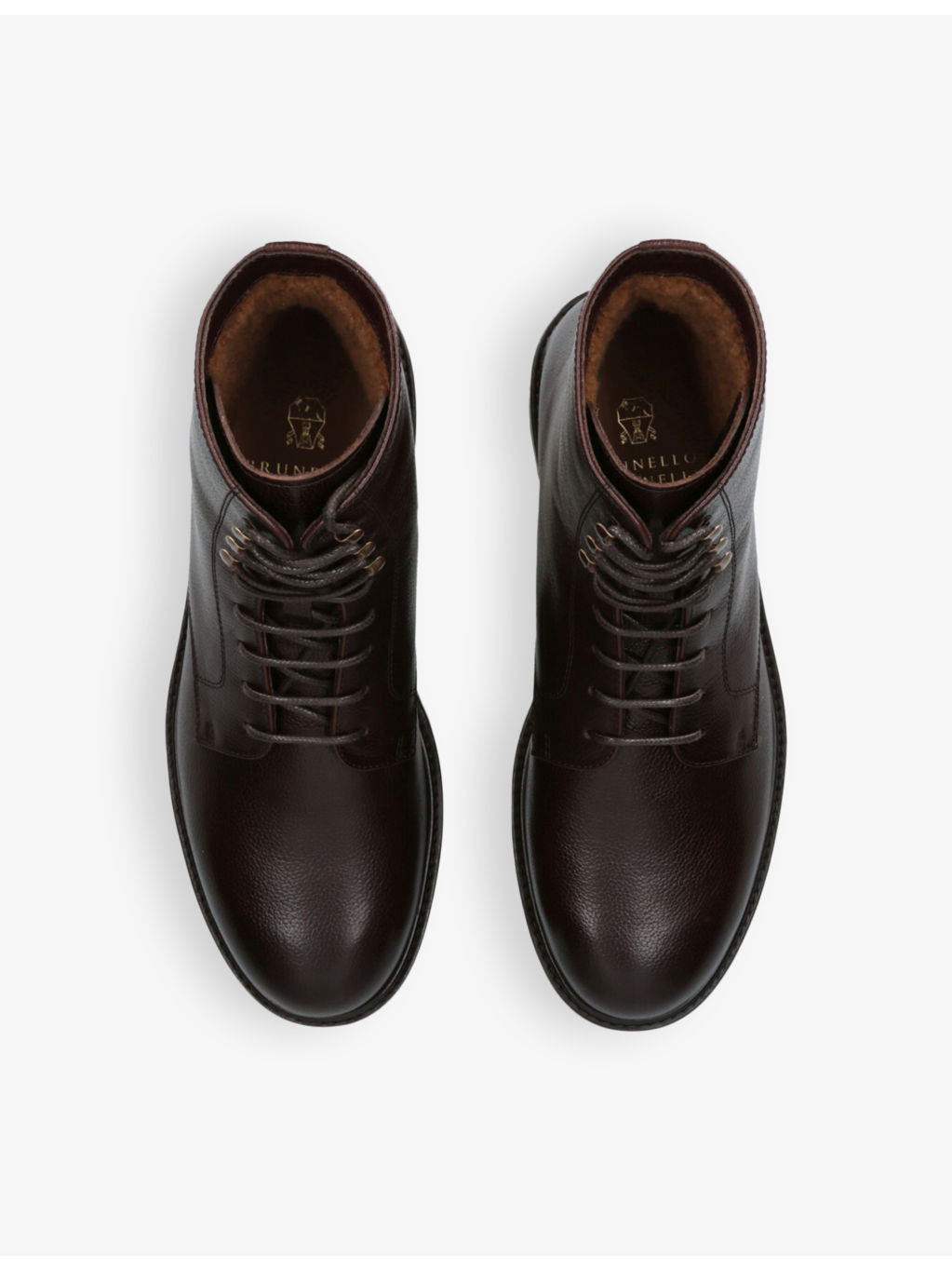 Textured shearling-lined lace-up leather boots - 2