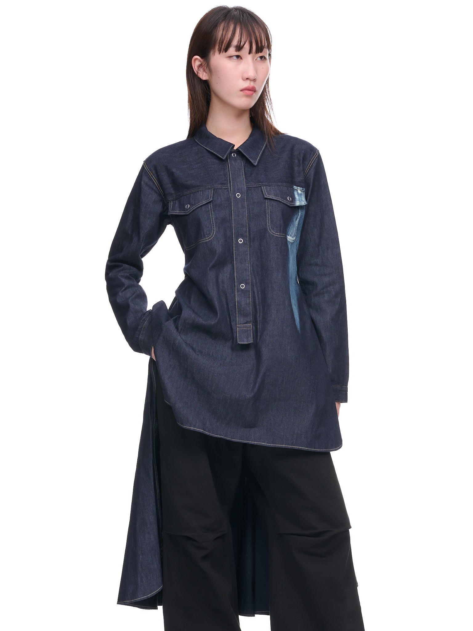 Denim Button Up Shirt Dress - 4