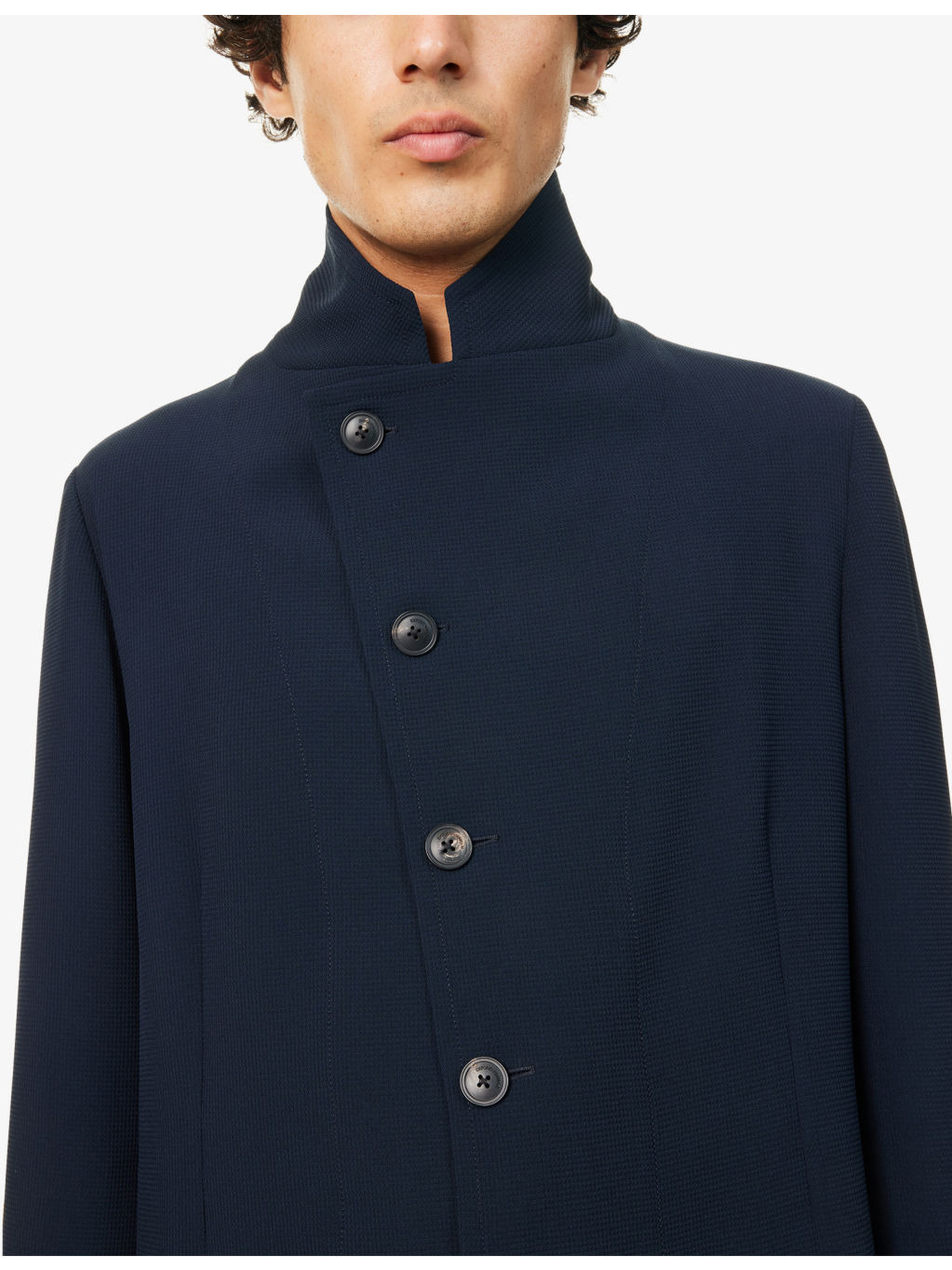 Funnel-Neck Patch-Pocket Jersey Blazer - 5