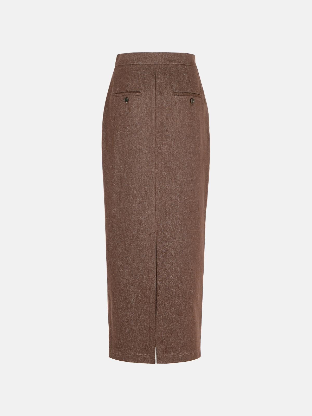 'PIANOSA' BROWN COTTON SKIRT - 3