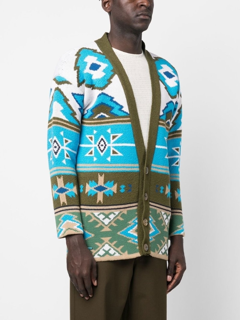 graphic-print knitted cardigan - 3
