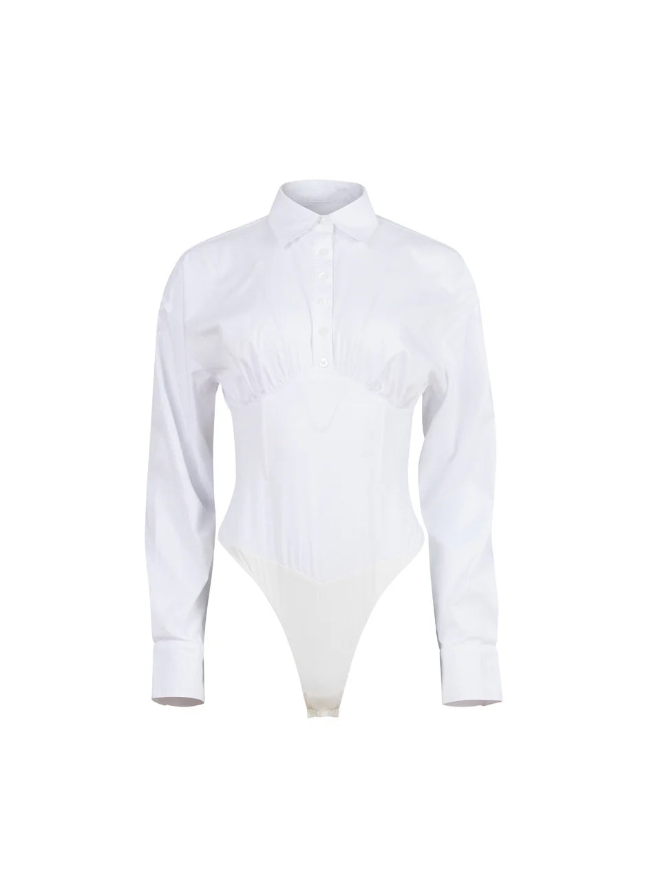 Button Down Bodysuit White - 1