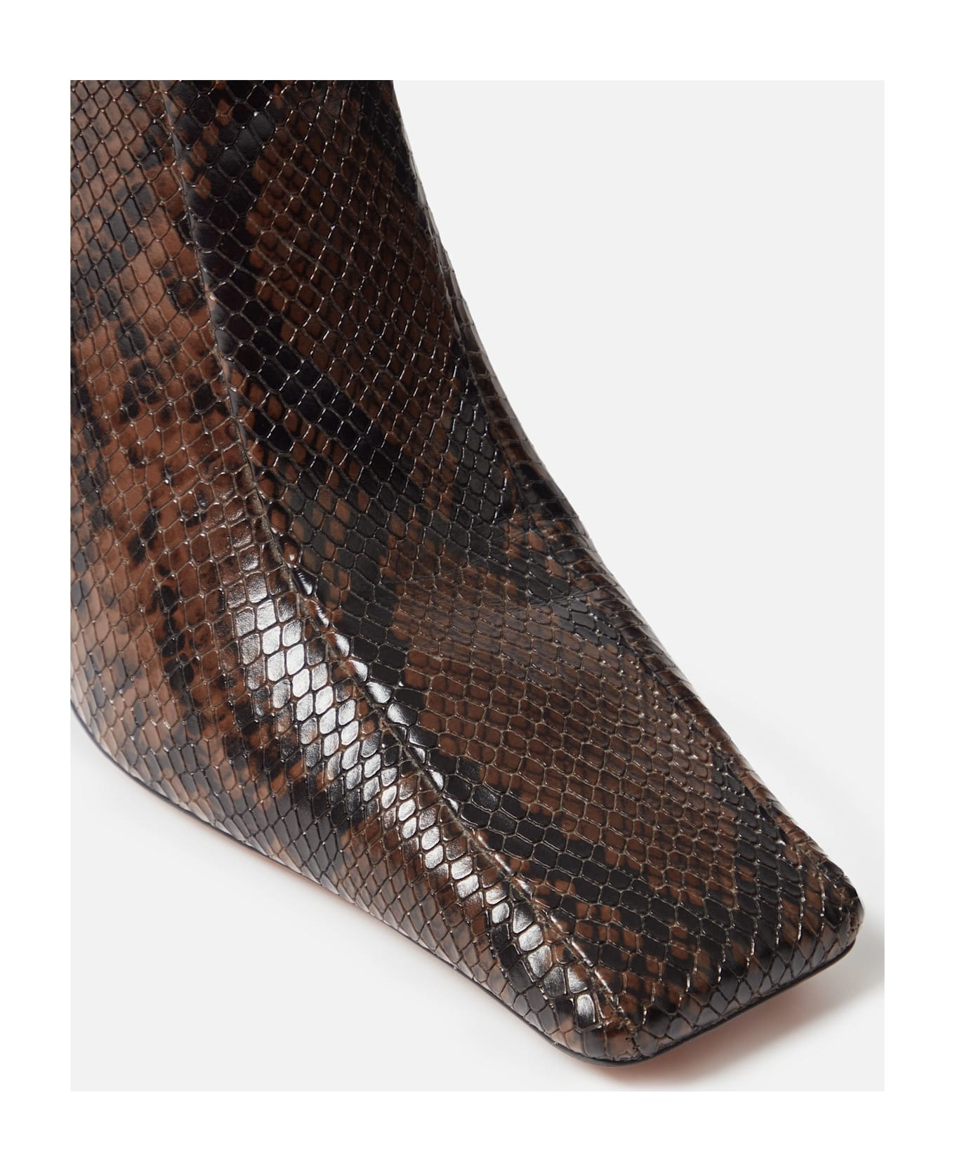 Knee-high Snake-effect Boots With Stiletto Heel And Squared Toe - 3