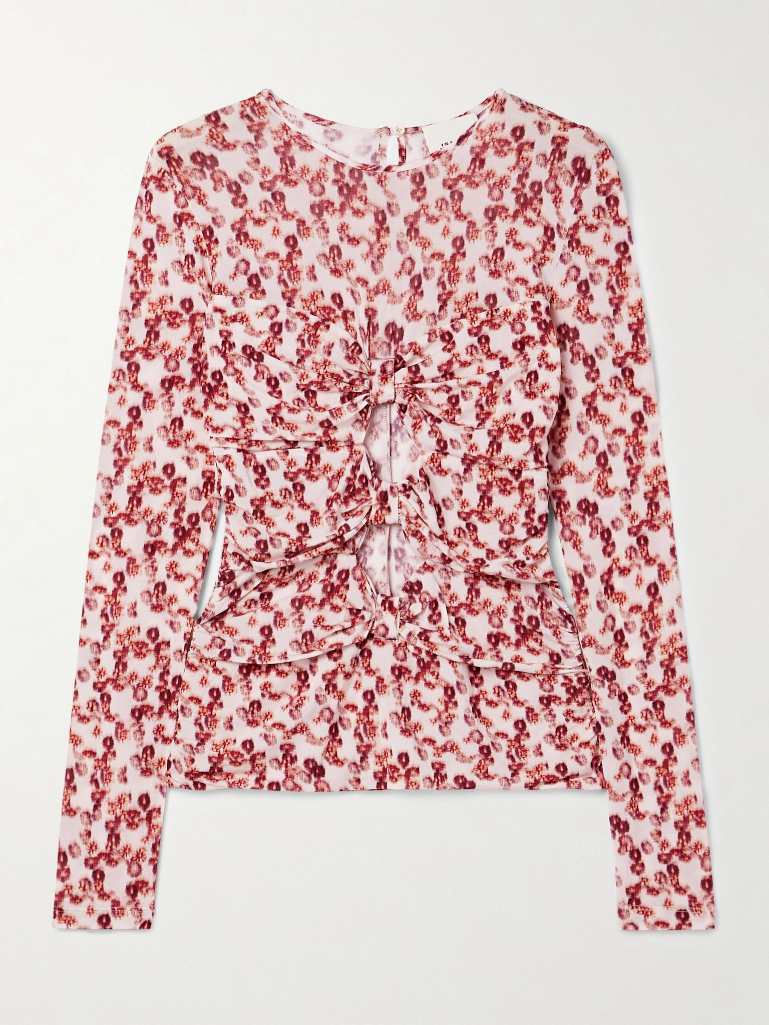 Gladice ruched cutout floral-print stretch-jersey top Red - 1