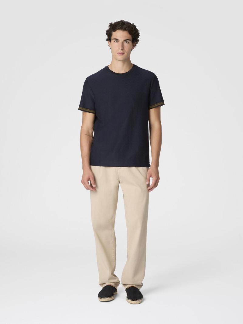 Missoni Crew-neck cotton jacquard T-shirt with tone-on-tone zigzag design outlook