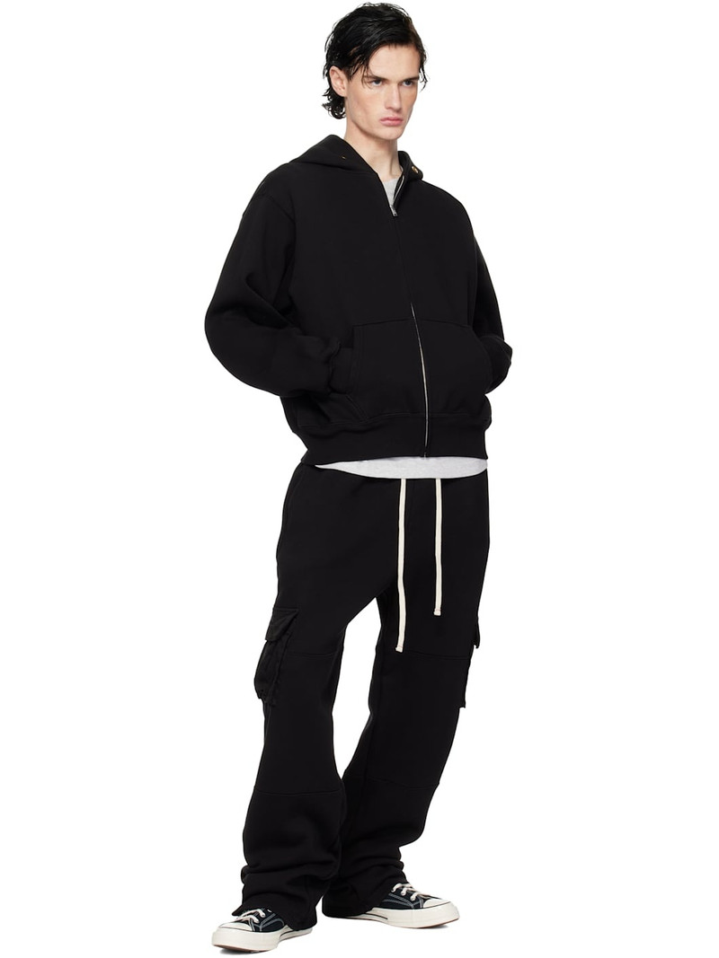 LES TIEN Black Heavyweight Zip Hoodie outlook