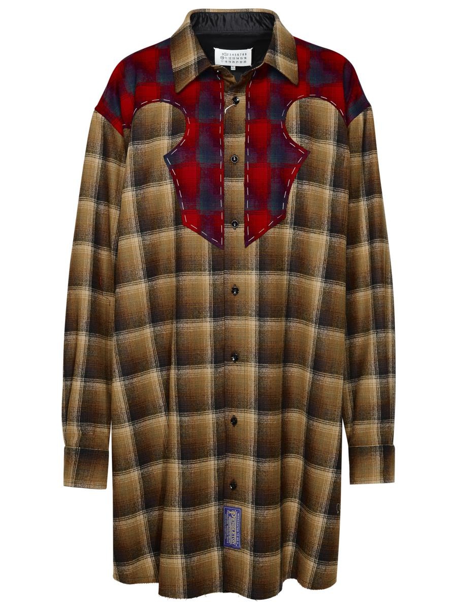 MAISON MARGIELA 'PENDLETON' BROWN WOOL SHIRT - 1