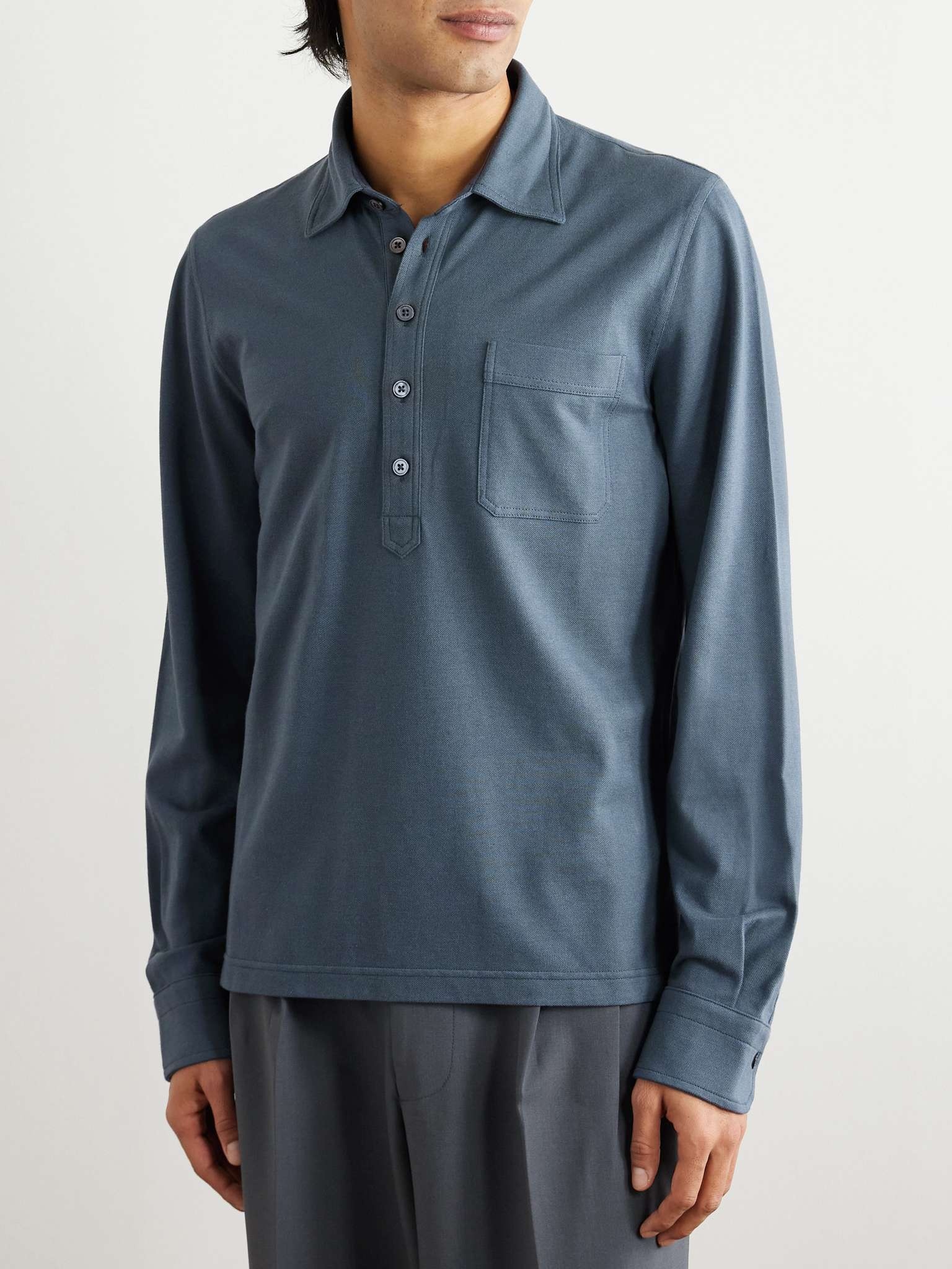 Cotton and Silk-Blend Piqué Polo Shirt - 3