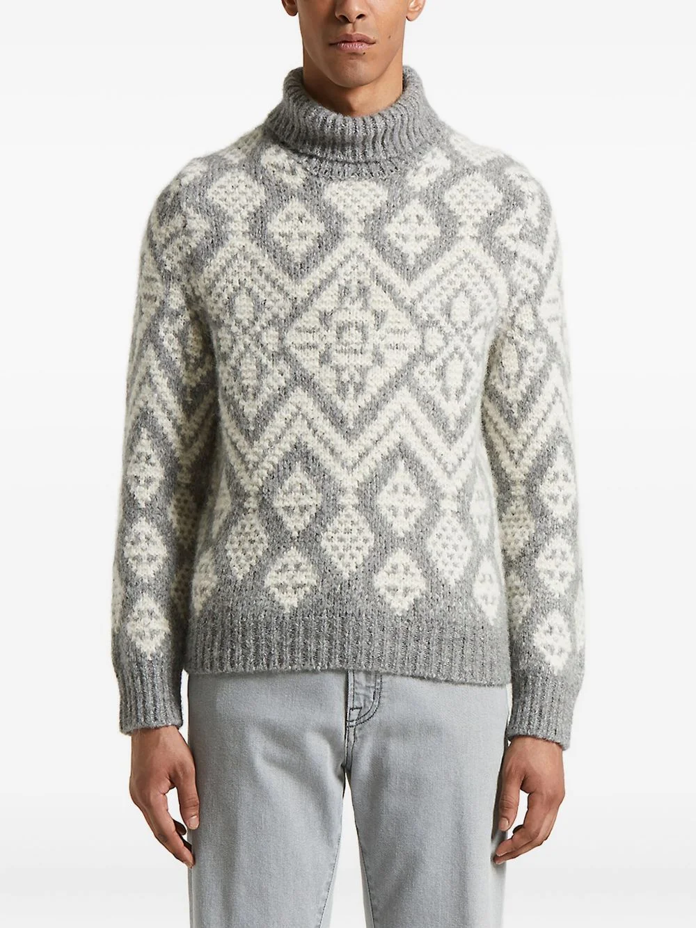 fairisle-pattern turtleneck sweater - 1