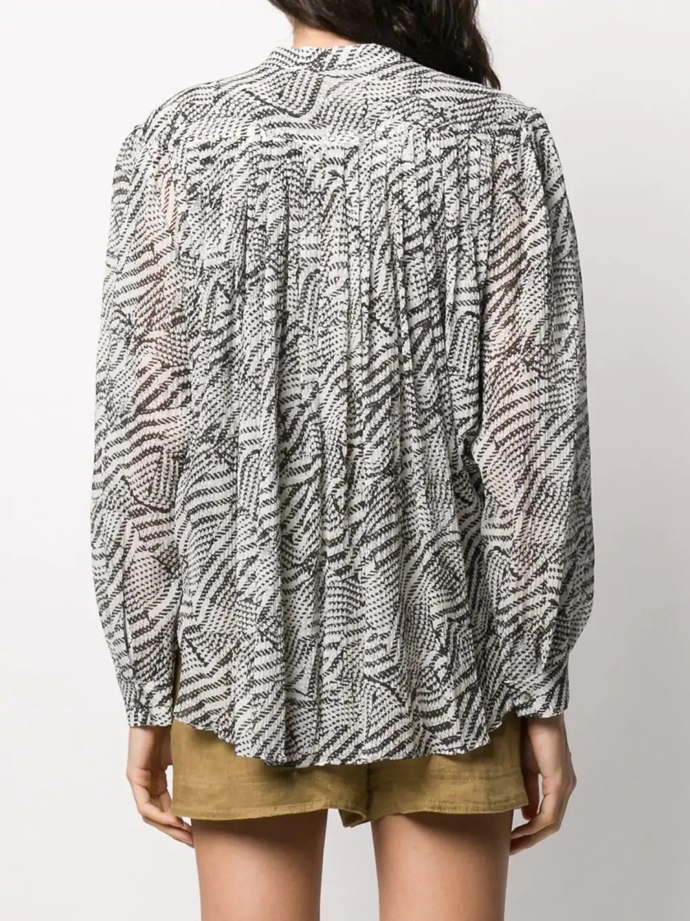 abstract-print pleated blouse - 4