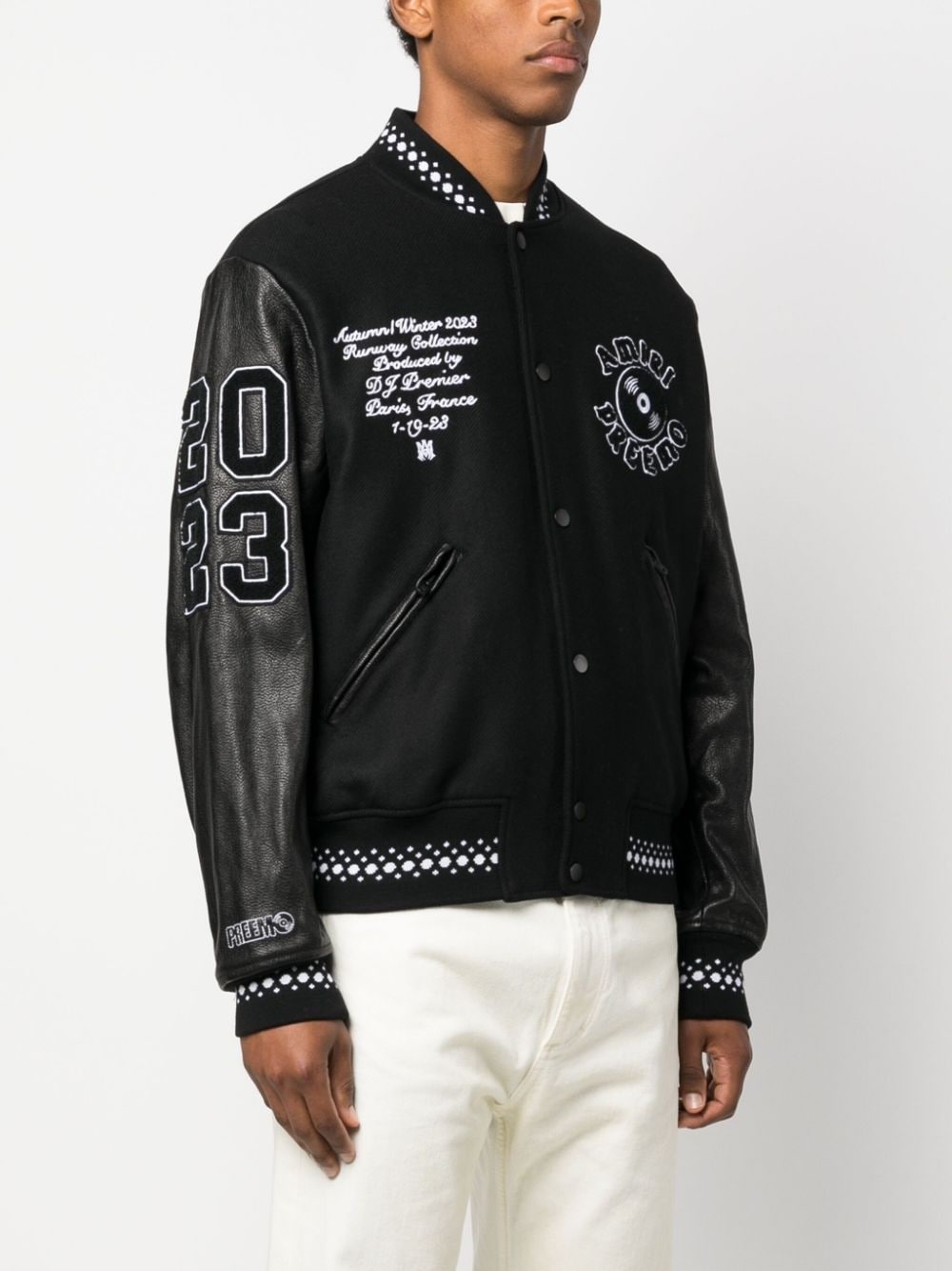 logo-appliqué varsity jacket - 3