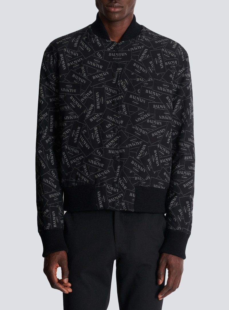 Printed Balmain label bomber jacket 5
