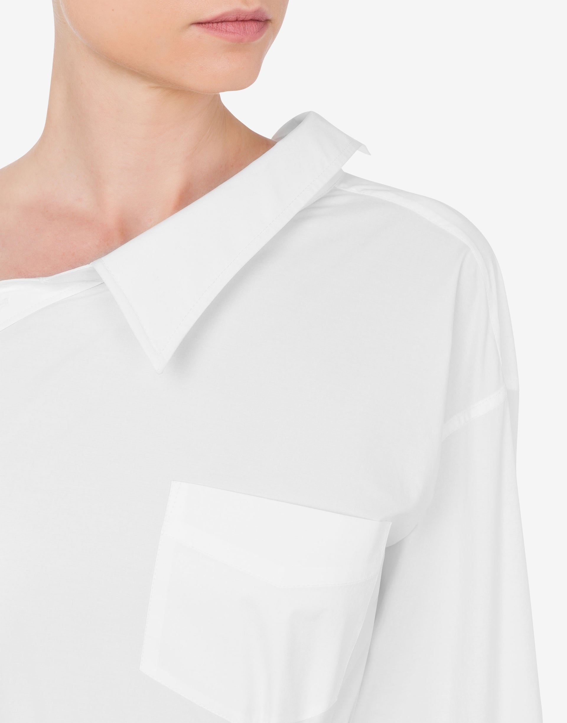 ONE-SHOULDER STRETCH POPLIN SHIRT - 3
