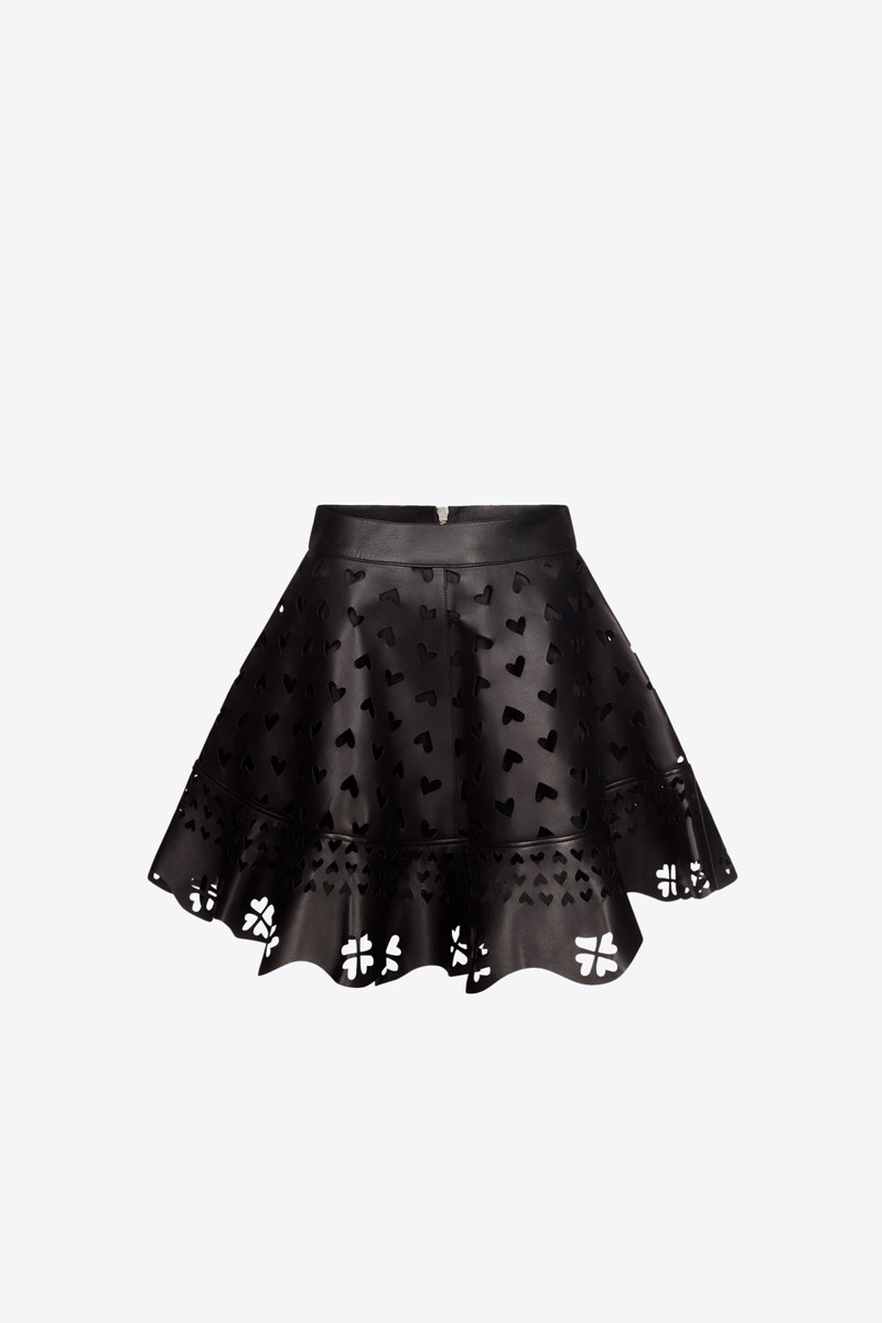 LASER-CUT LEATHER HEART MINI SKIRT 1