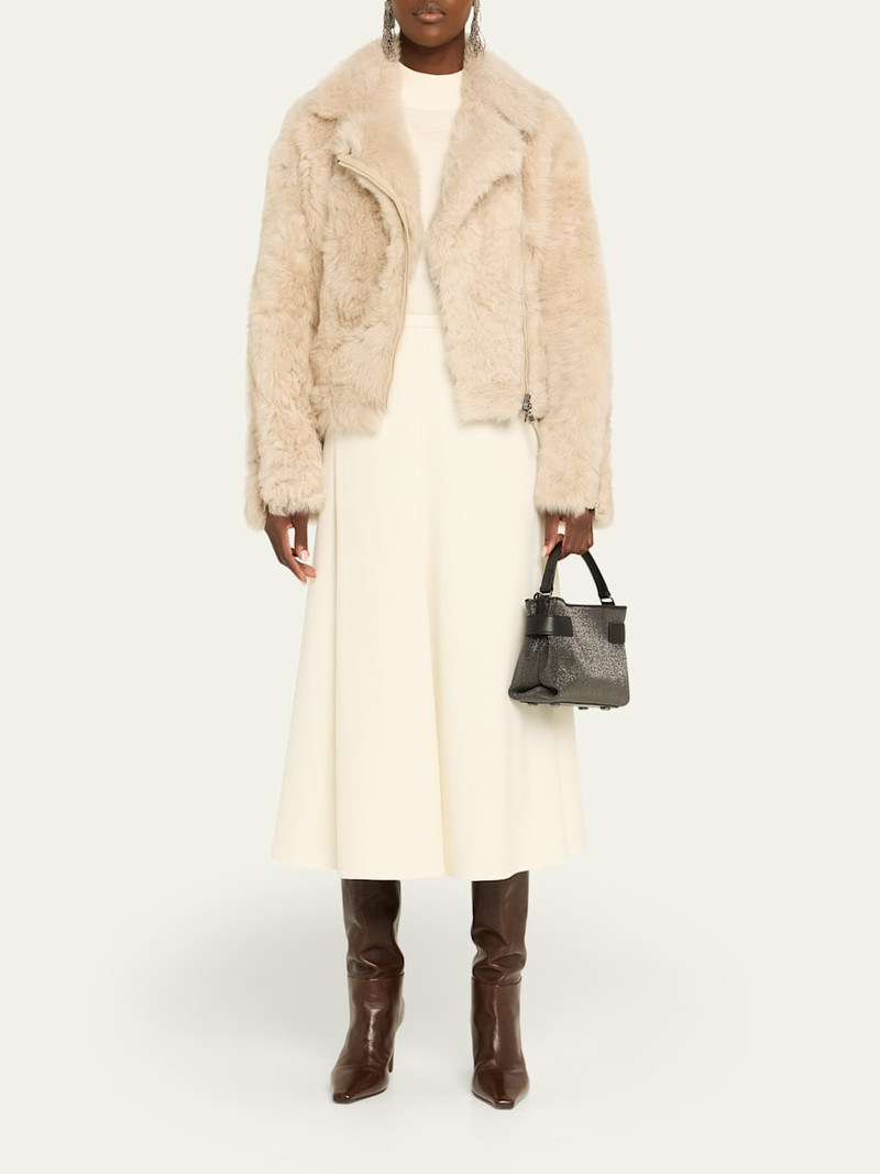 Brunello Cucinelli Wool-Stretch A-Line Midi Skirt outlook