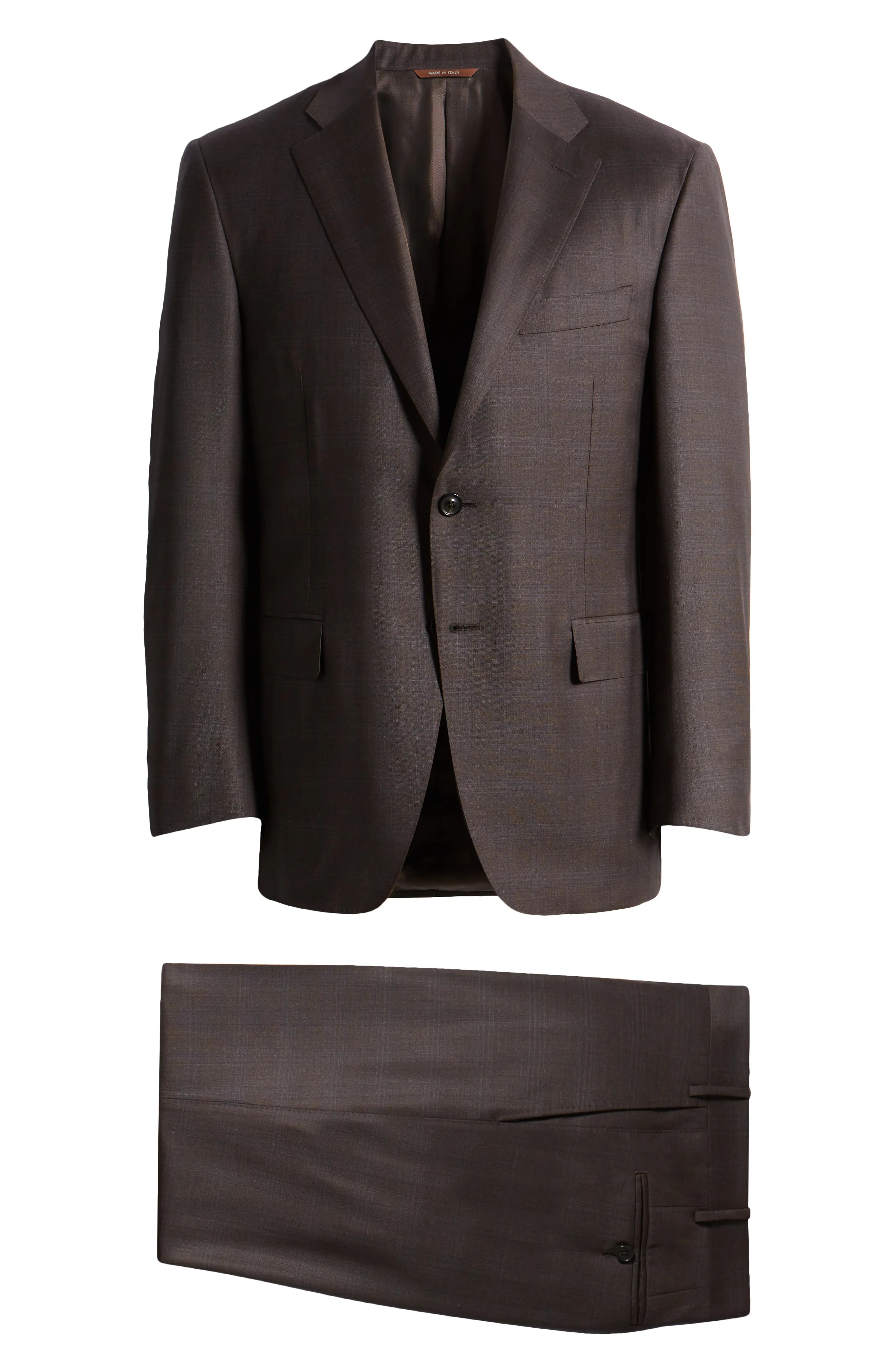 Siena Regular Fit Brown Plaid Wool Suit - 8