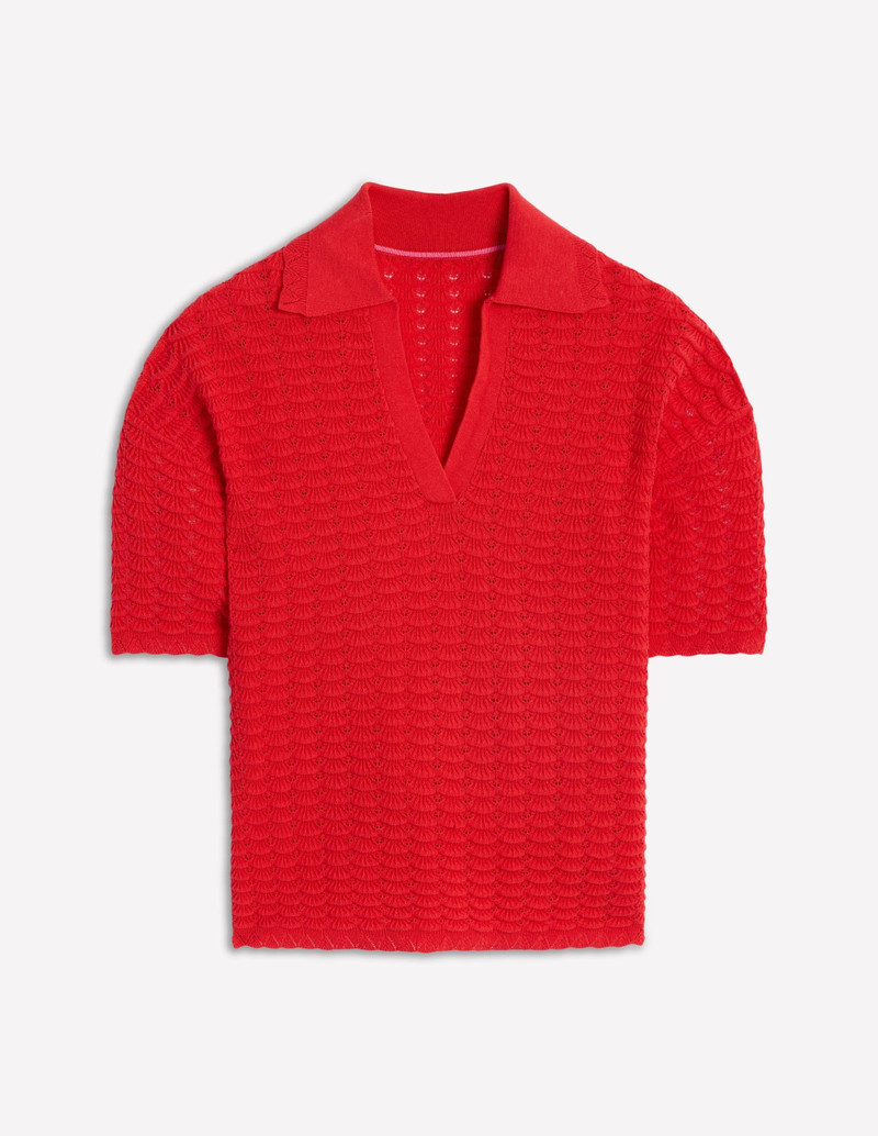 Collared Henley Sweater-Strawberry Tart Red 7