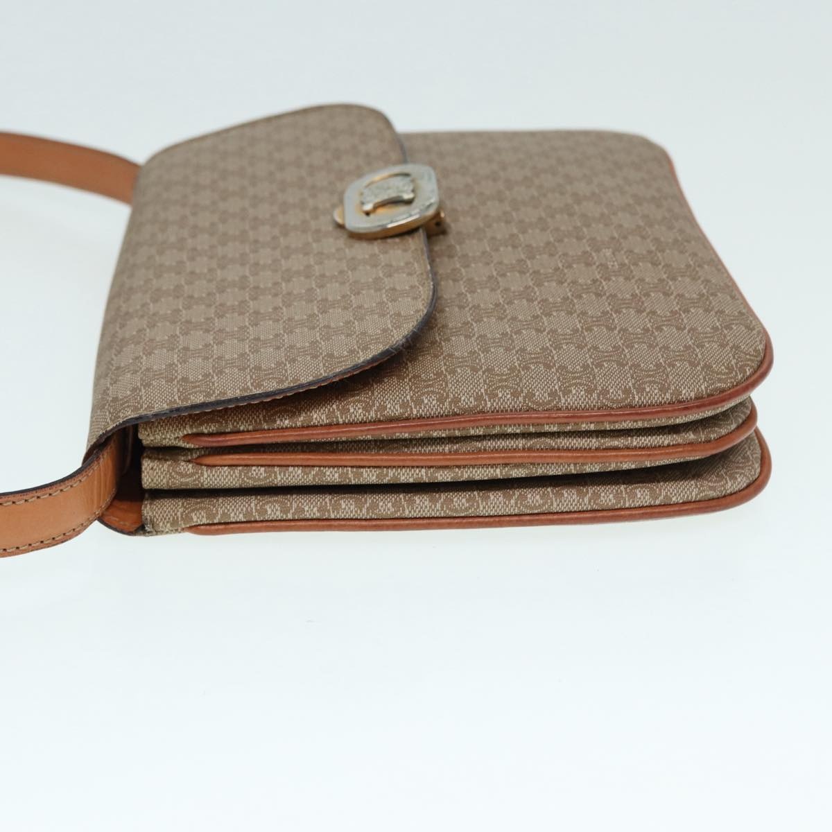 CELINE Macadam Canvas Shoulder Bag Beige Gold - 4