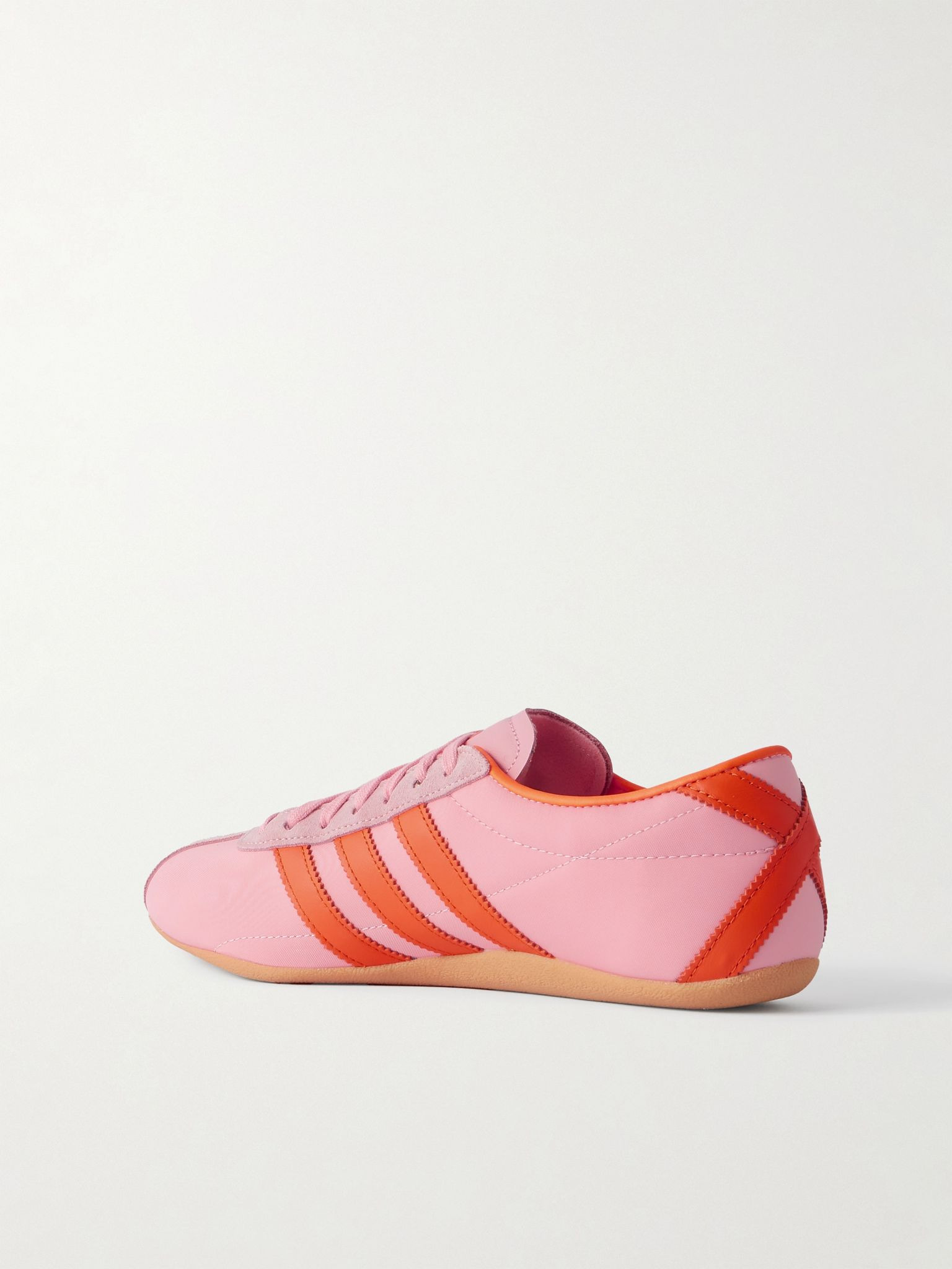 Tokyo W leather and suede-trimmed shell sneakers Bright pink - 3