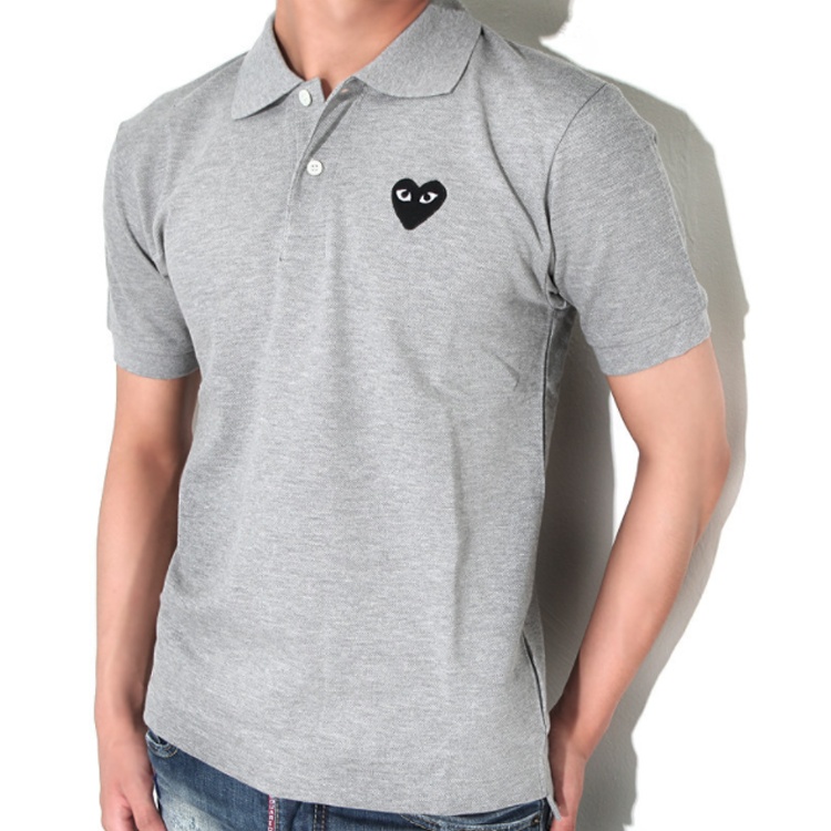 COMME des GARCONS PLAY Polo Black Emblem 'Grey' AZ-T078-051-1 - 4