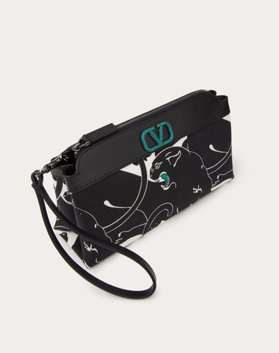 Valentino VALENTINO GARAVANI ESCAPE CANVAS CLUTCH BAG WITH PANTHER PRINT AND JEWEL LOGO outlook