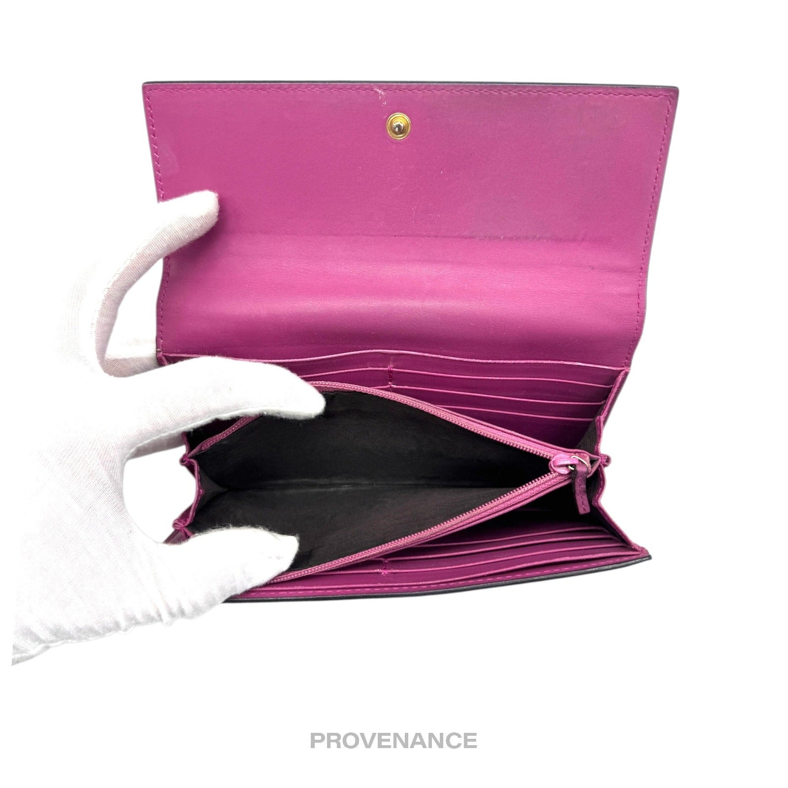 Gucci Snap Long Wallet - GG Supreme Red Pink - 8