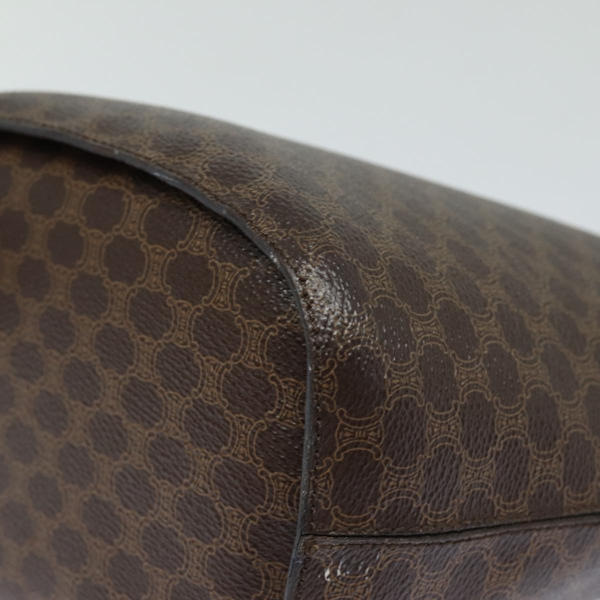 CELINE Macadam Canvas Shoulder Bag Pvc Leather Brown Gold - 15