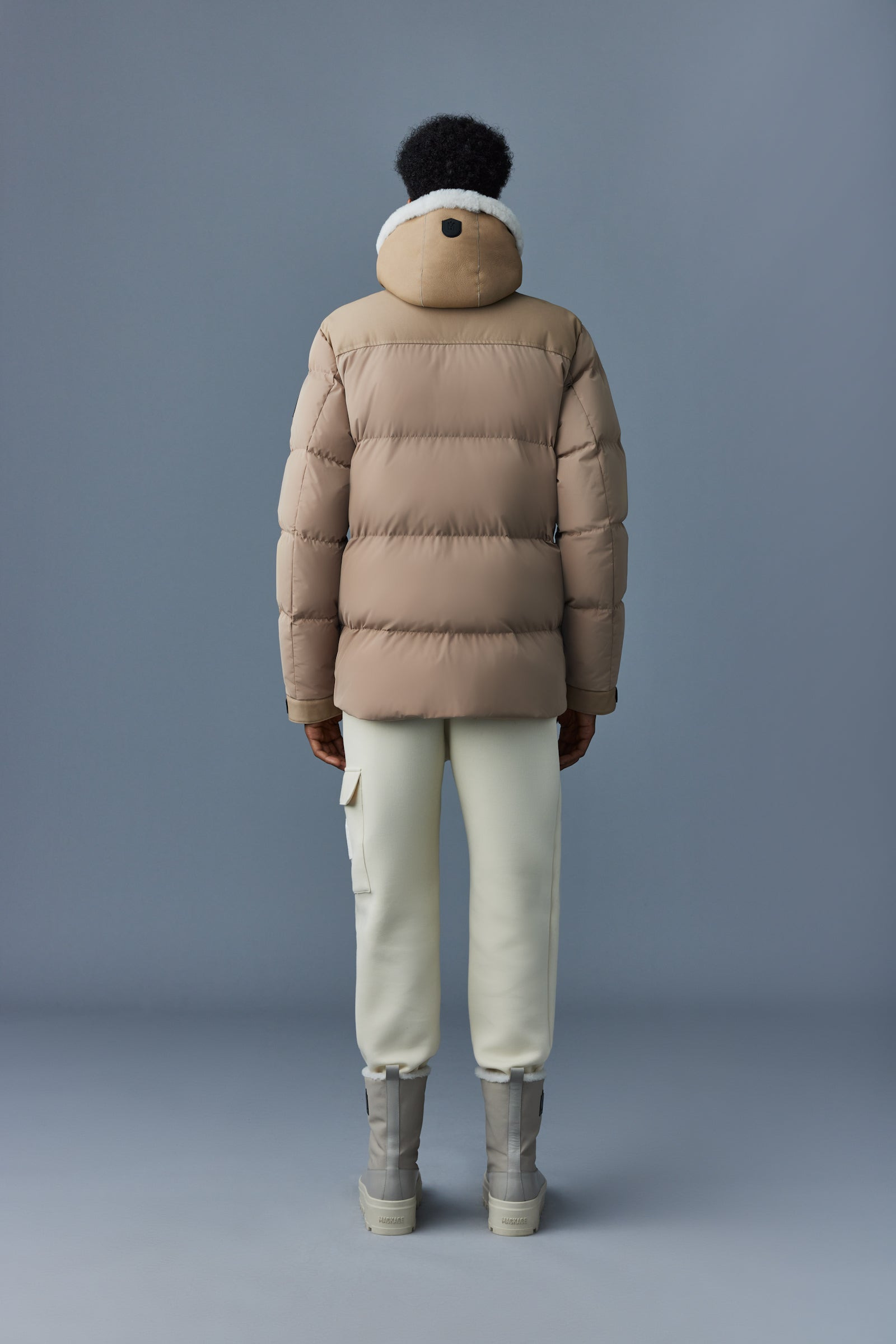 RILEY classic down jacket with removable shearling bib - 4